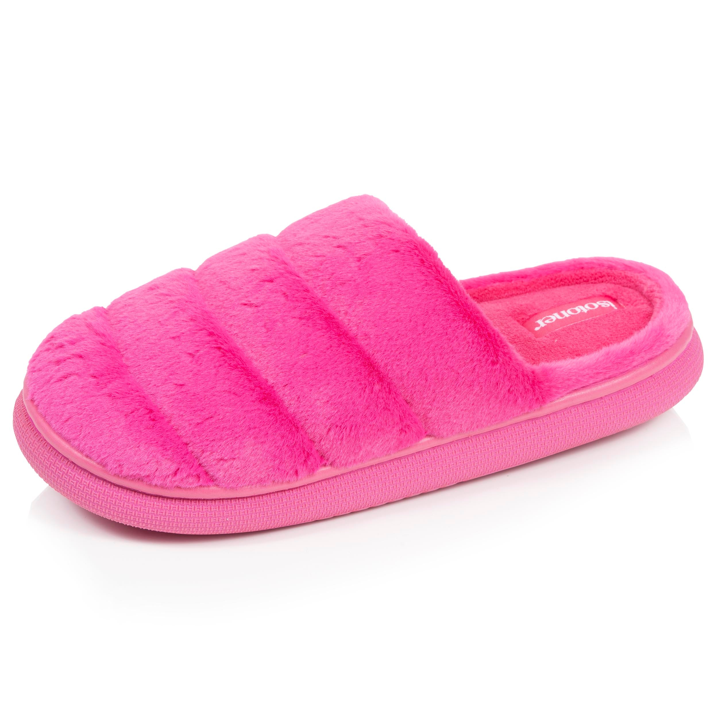 isotoner-chaussons-mules-femme-bloup-fuchsia image 1