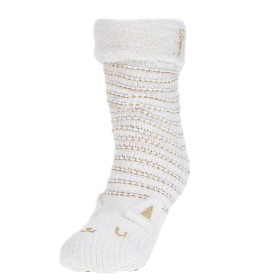 isotoner-chaussettes-fourr-es-femme-chat-ivoire image 1