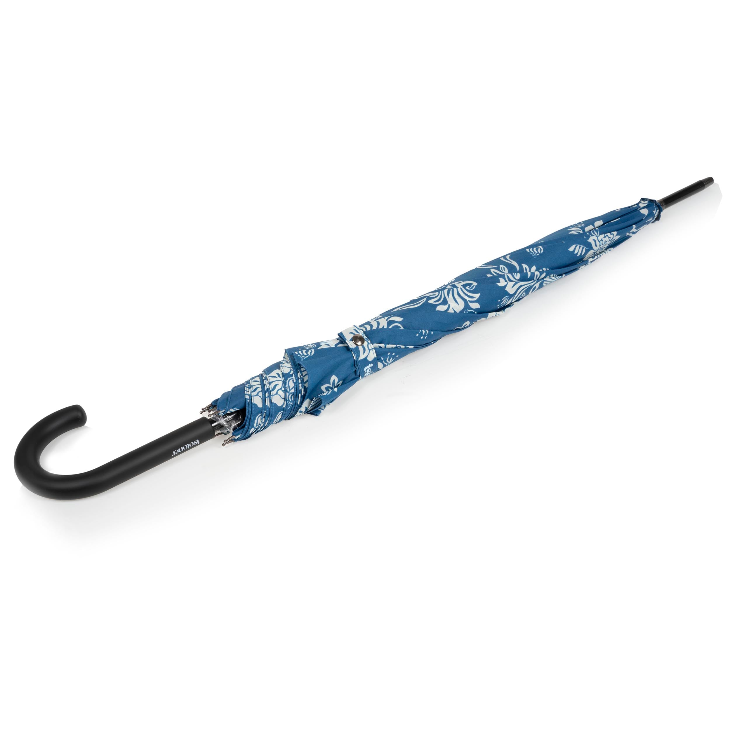 isotoner-parapluie-canne-auto-fleur-coquillage-bleu image 2