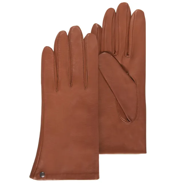 isotoner-gants-femme-cuir-doubl-soie-cognac image 1