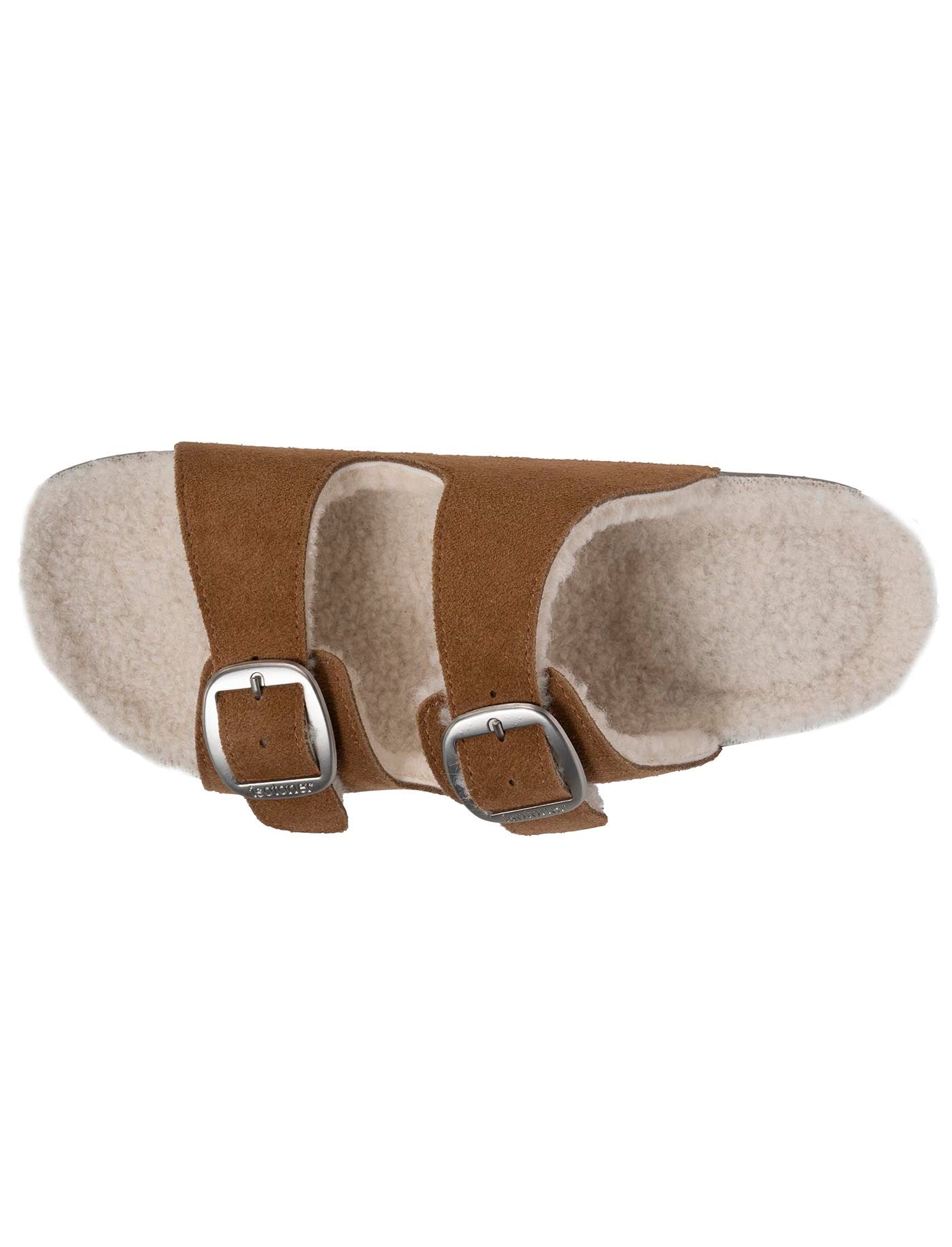 isotoner-chaussons-sandales-femme-sherpa-camel-cuir image 7