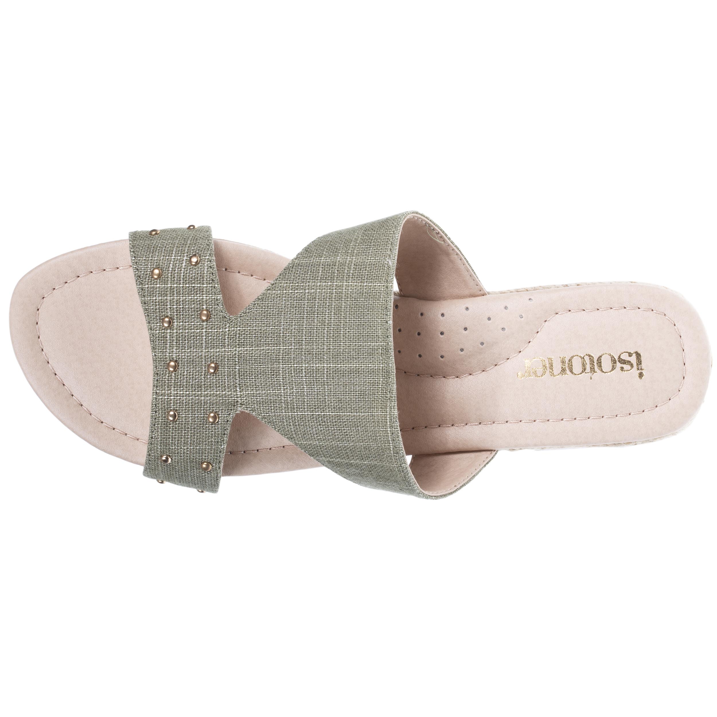 isotoner-mules-sandales-femme-clout-e-talon-corde-kaki image 2