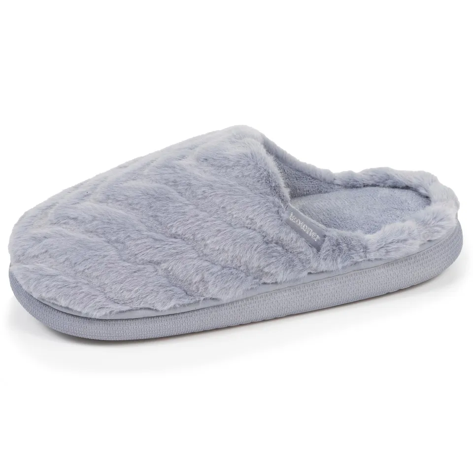 isotoner-chaussons-mules-femme-bloup-gris image 1