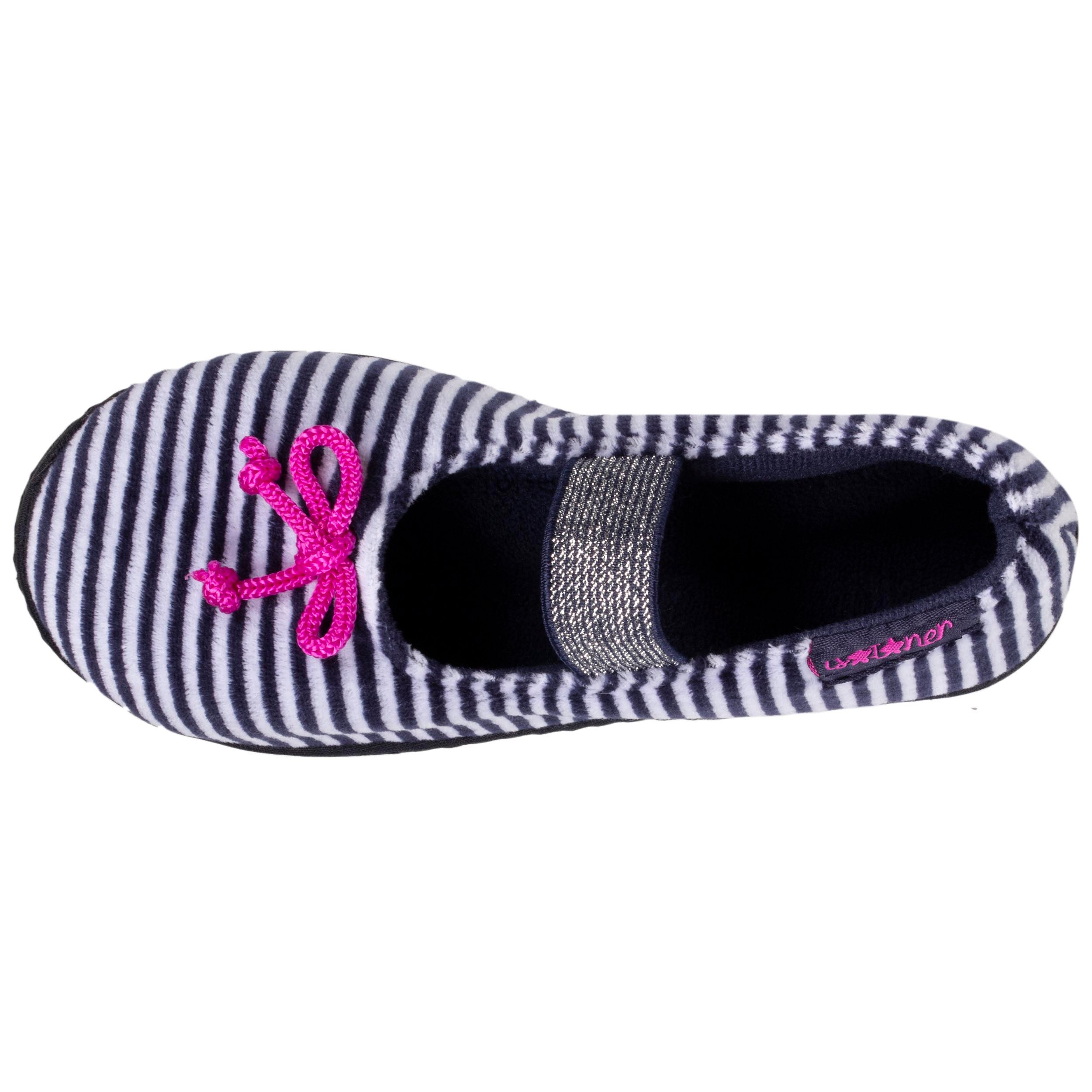 isotoner-chaussons-ballerines-enfant-rayures-velours-fille image 2