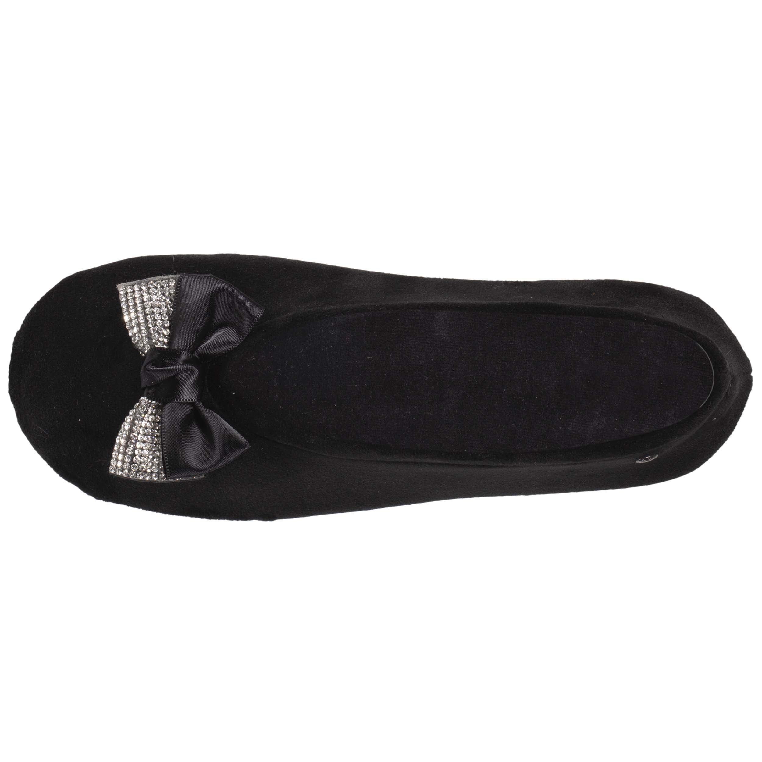 isotoner-chaussons-ballerines-femme-n-ud-bijou-noir image 2