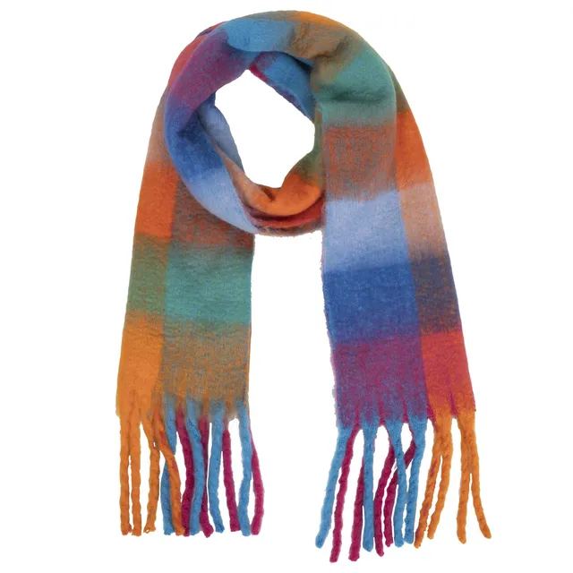 isotoner-echarpe-plaid-femme-avec-franges-multicolore-200x60-cm image 1