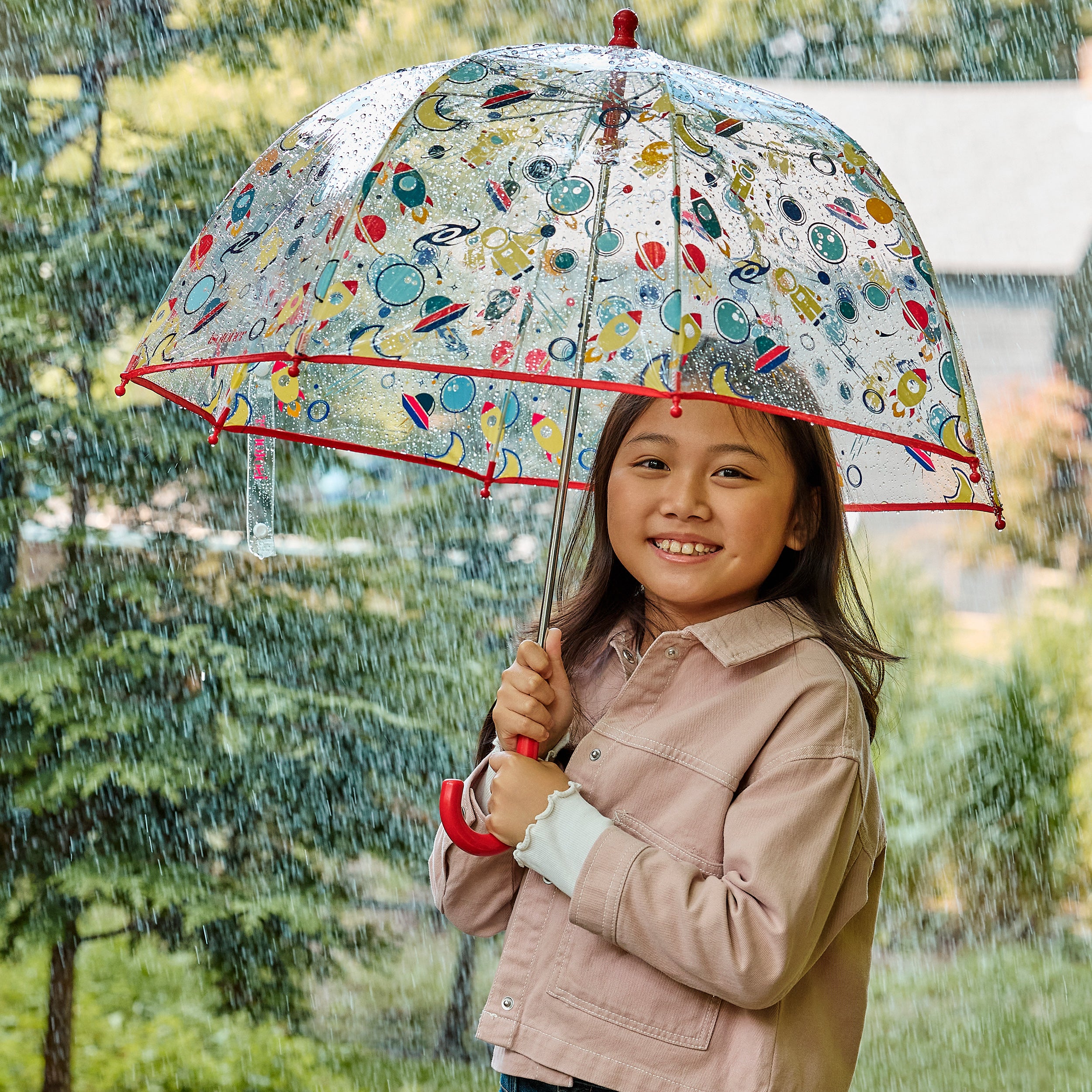 isotoner-parapluie-enfant-cloche-transparent-cosmonaute-70-cm image 2