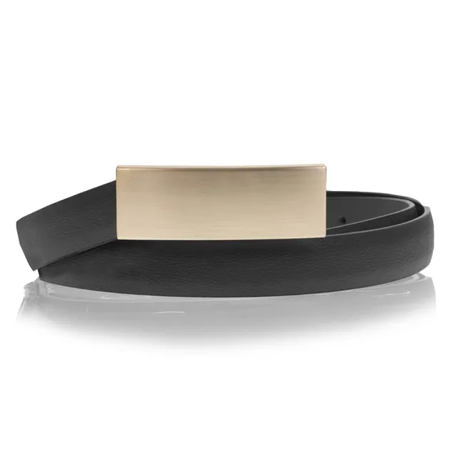isotoner-ceinture-fine-femme-noir-boucle-plate image 1