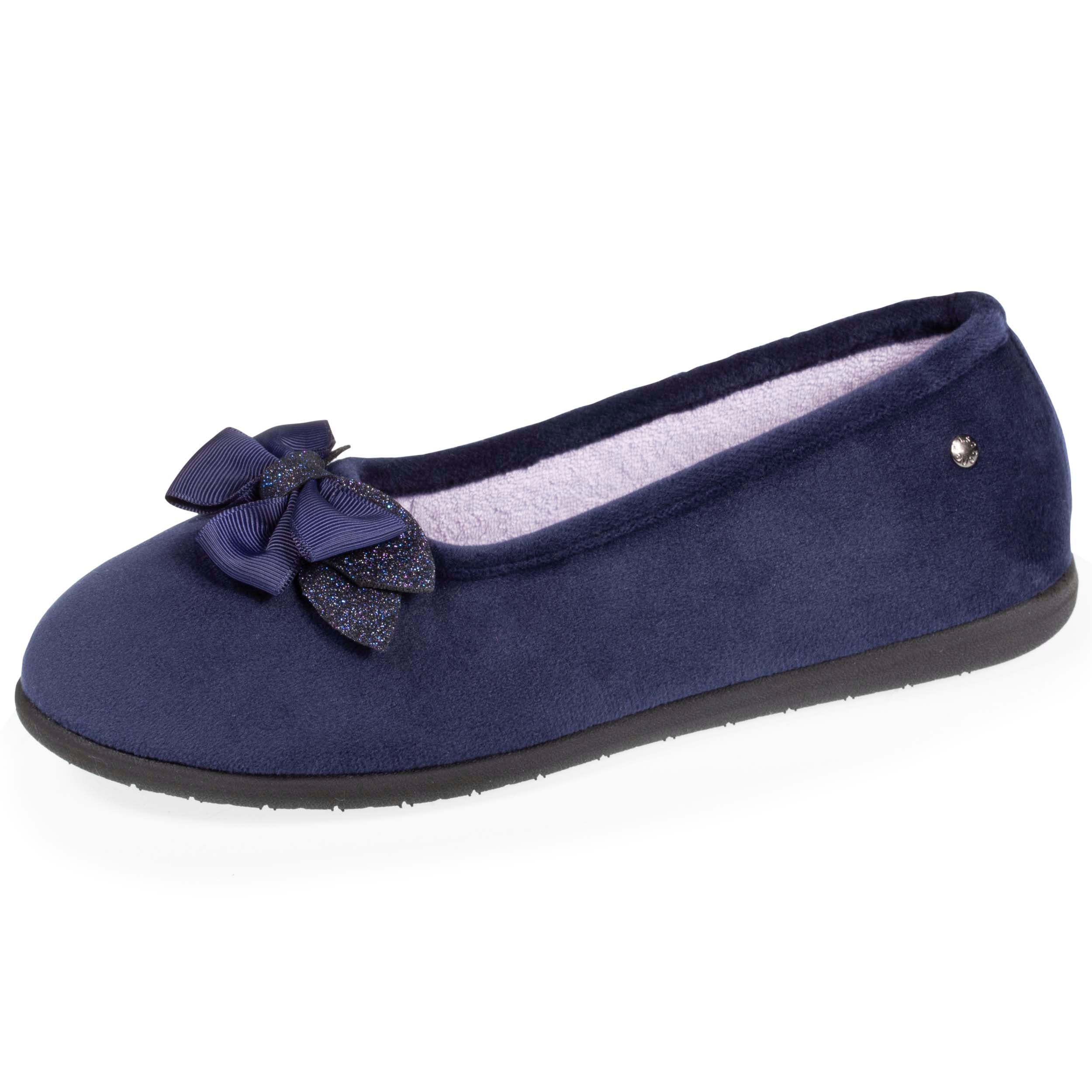 isotoner-chaussons-ballerines-femme-n-ud-marine-everywear image 1