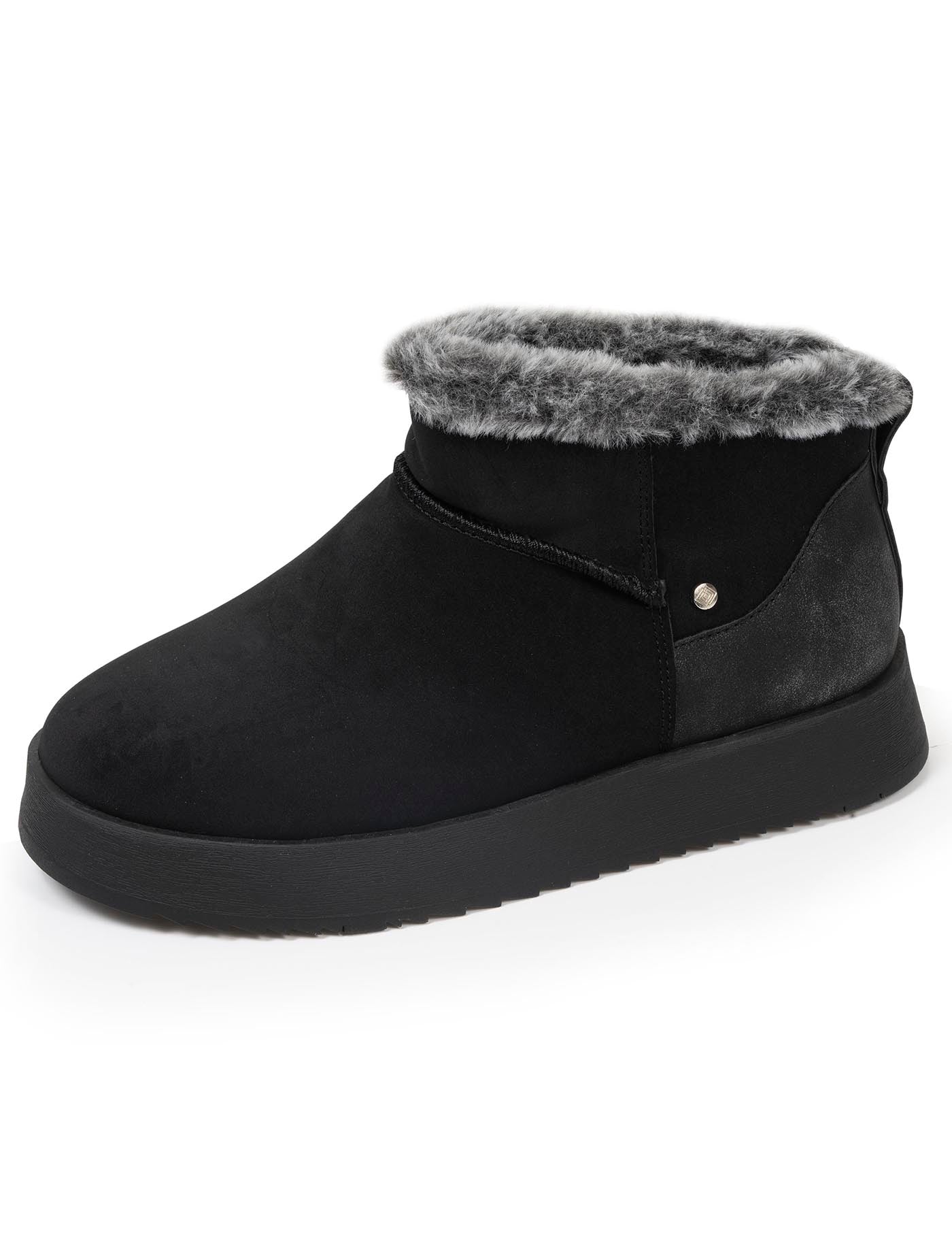isotoner-bottines-basses-femme-imitation-fourrure-noir-plateforme image 6