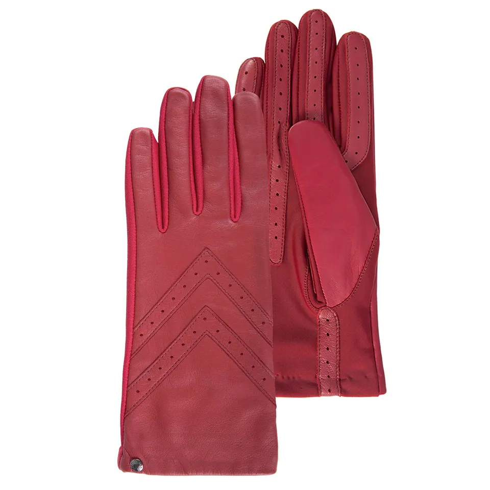 isotoner-gants-femme-tactiles-cuir-rouge-smartouch image 1