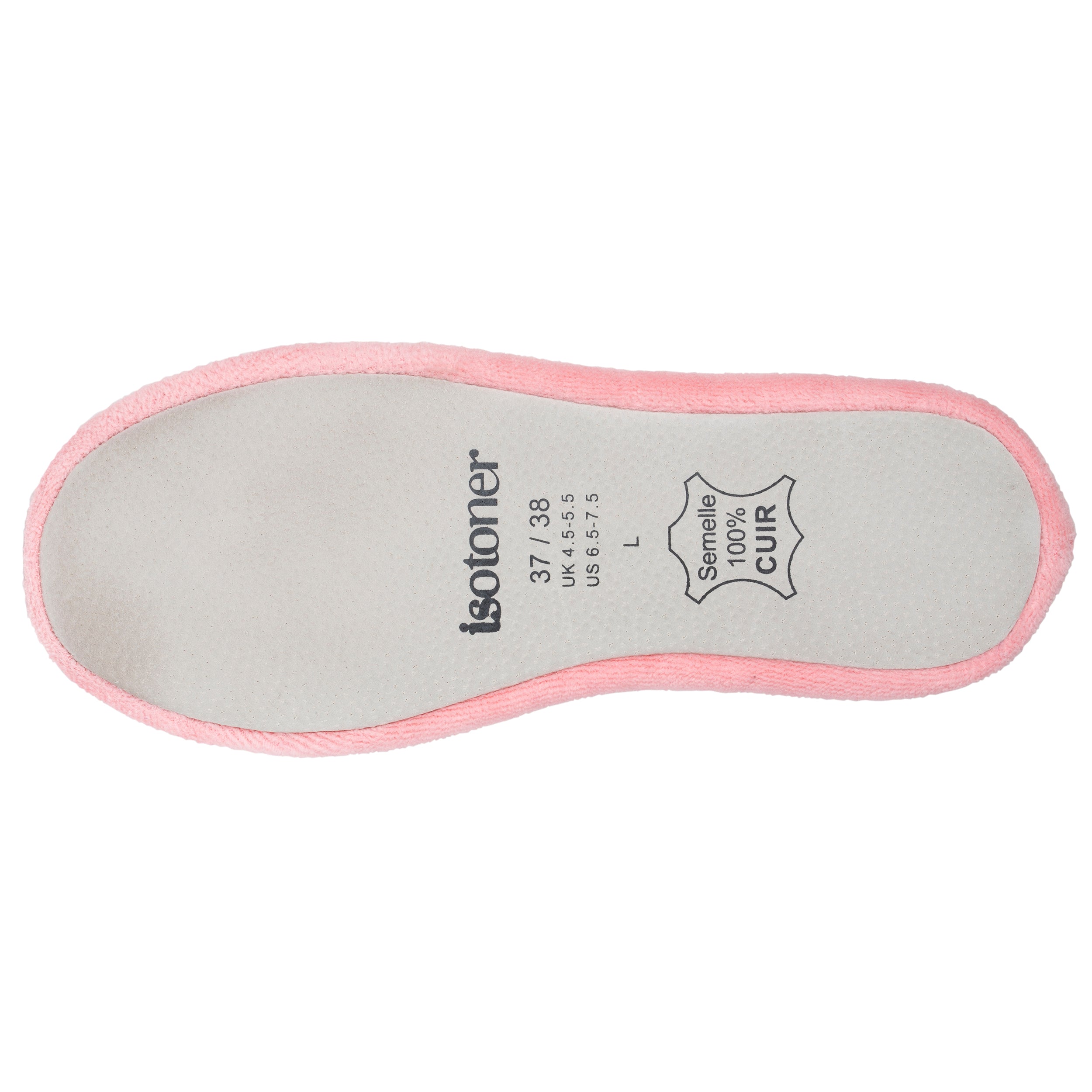 isotoner-chaussons-ballerines-femme-grand-n-ud-corail-velours-bio image 4