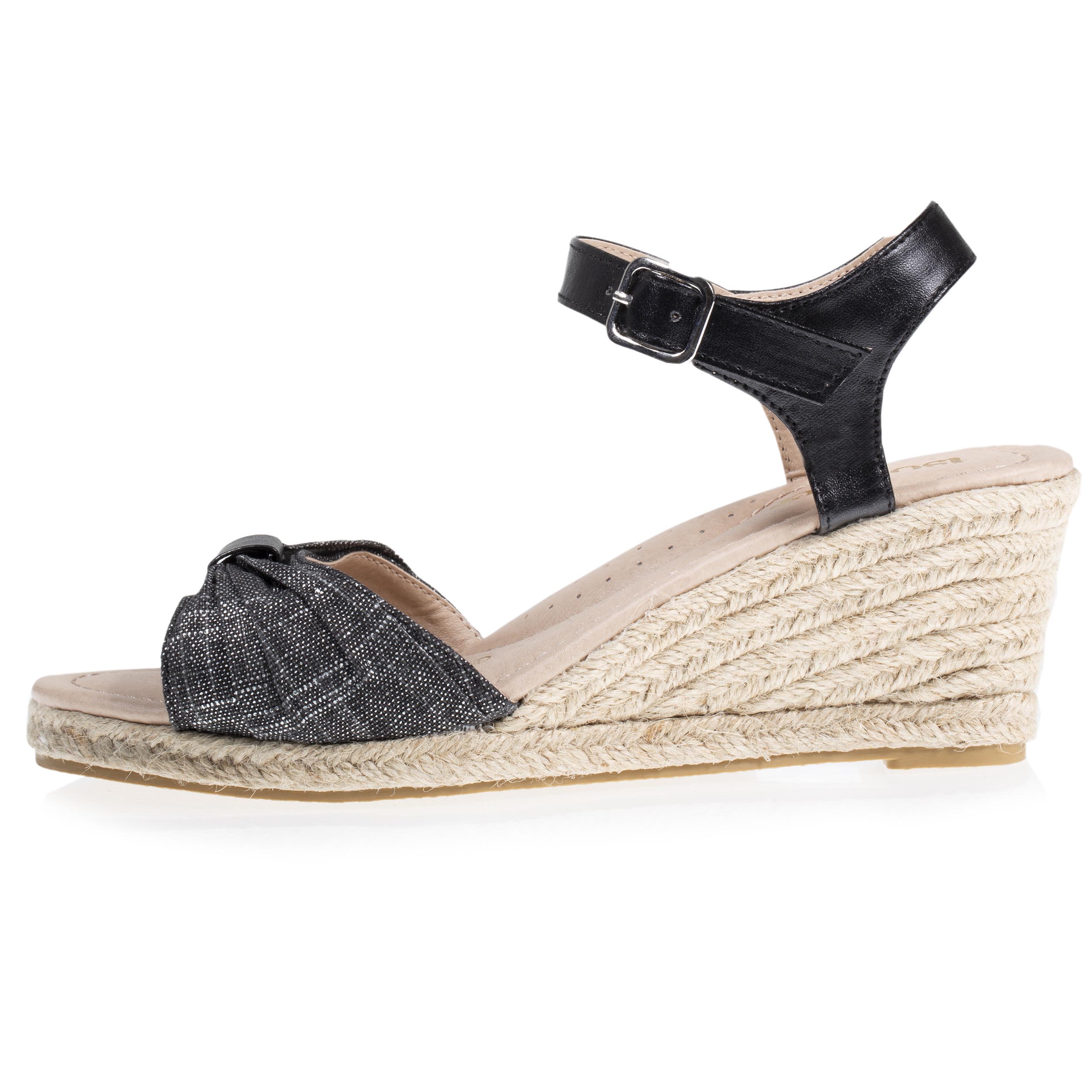 isotoner-espadrilles-femme-ouverte-talon-corde-6-cm-noir image 3