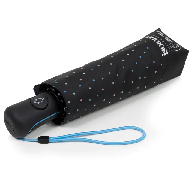 isotoner-parapluie-mini-auto-pois-noir image 1