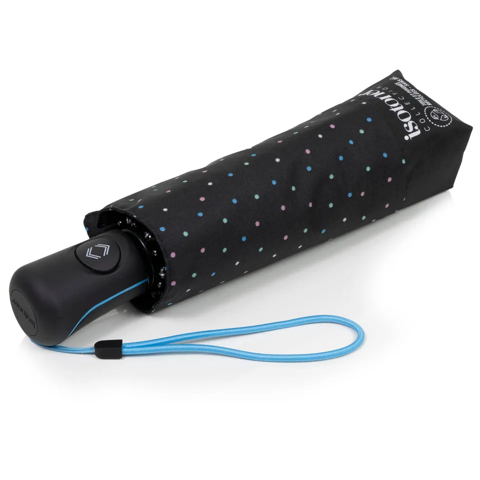 isotoner-parapluie-mini-auto-pois-noir image 1
