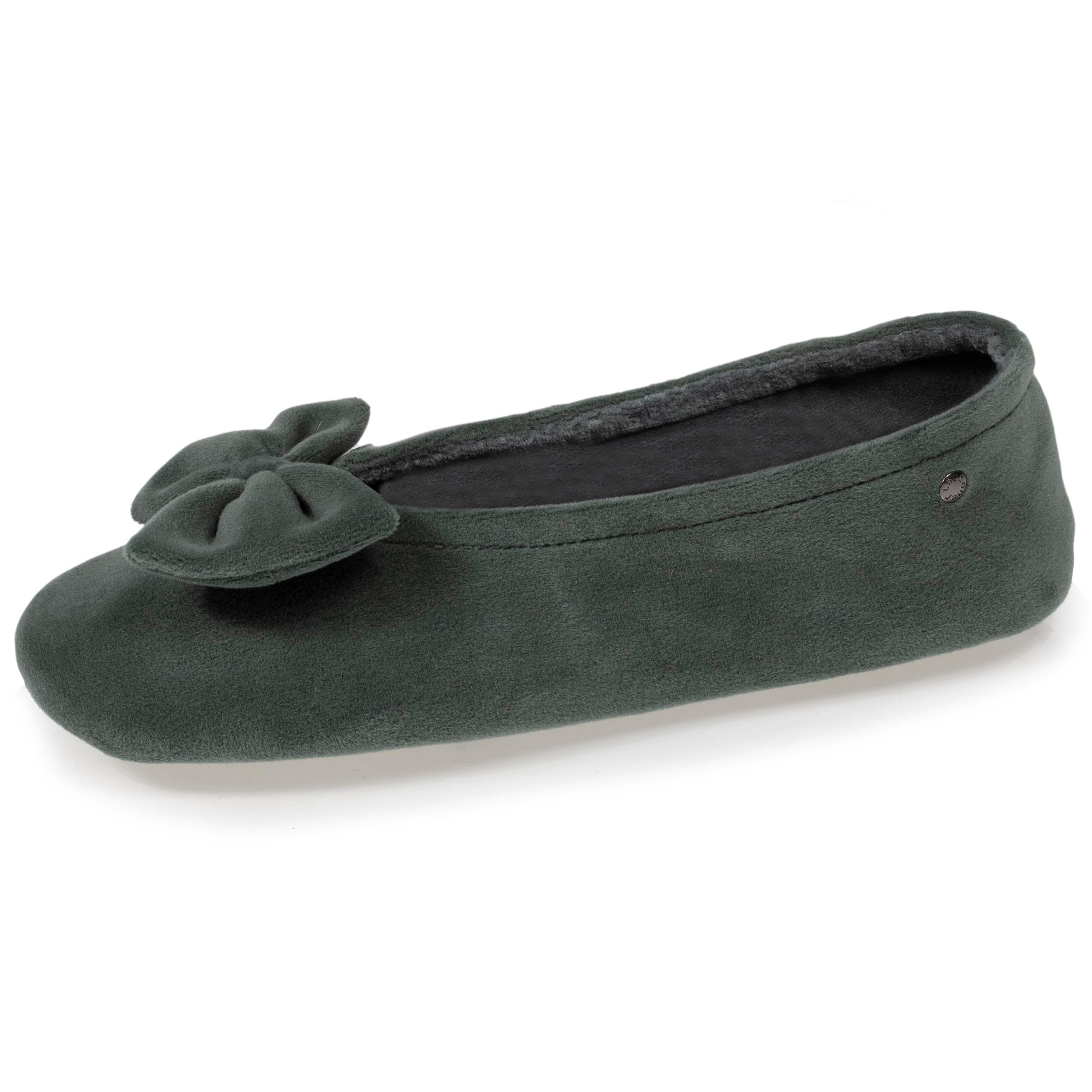 isotoner-ballerines-femme-sauge-velours-coton-bio image 1