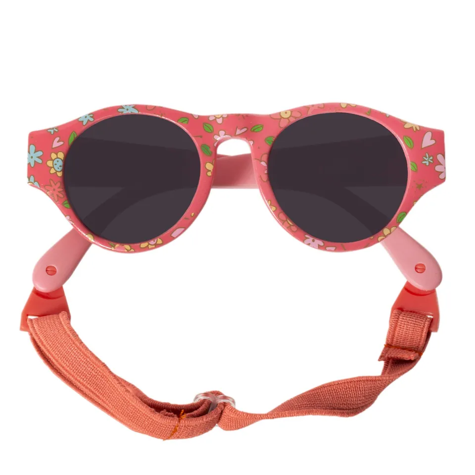 isotoner-lunettes-de-soleil-fille-2-3-ans-rondes-rose-fleurs image 1