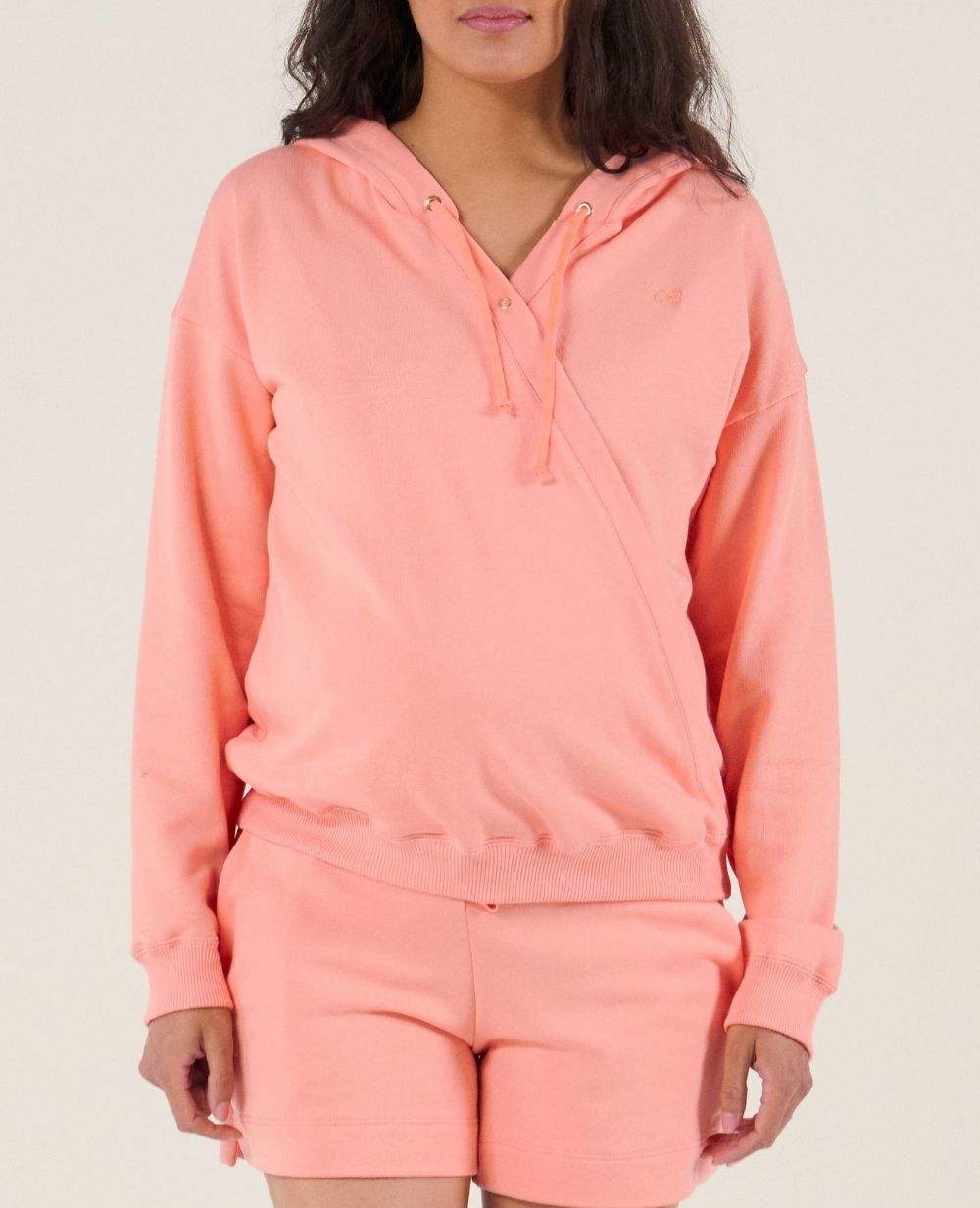 cache-c-ur-hoodie-de-grossesse-et-d-allaitement-coconut-abricot-taille-l image 1