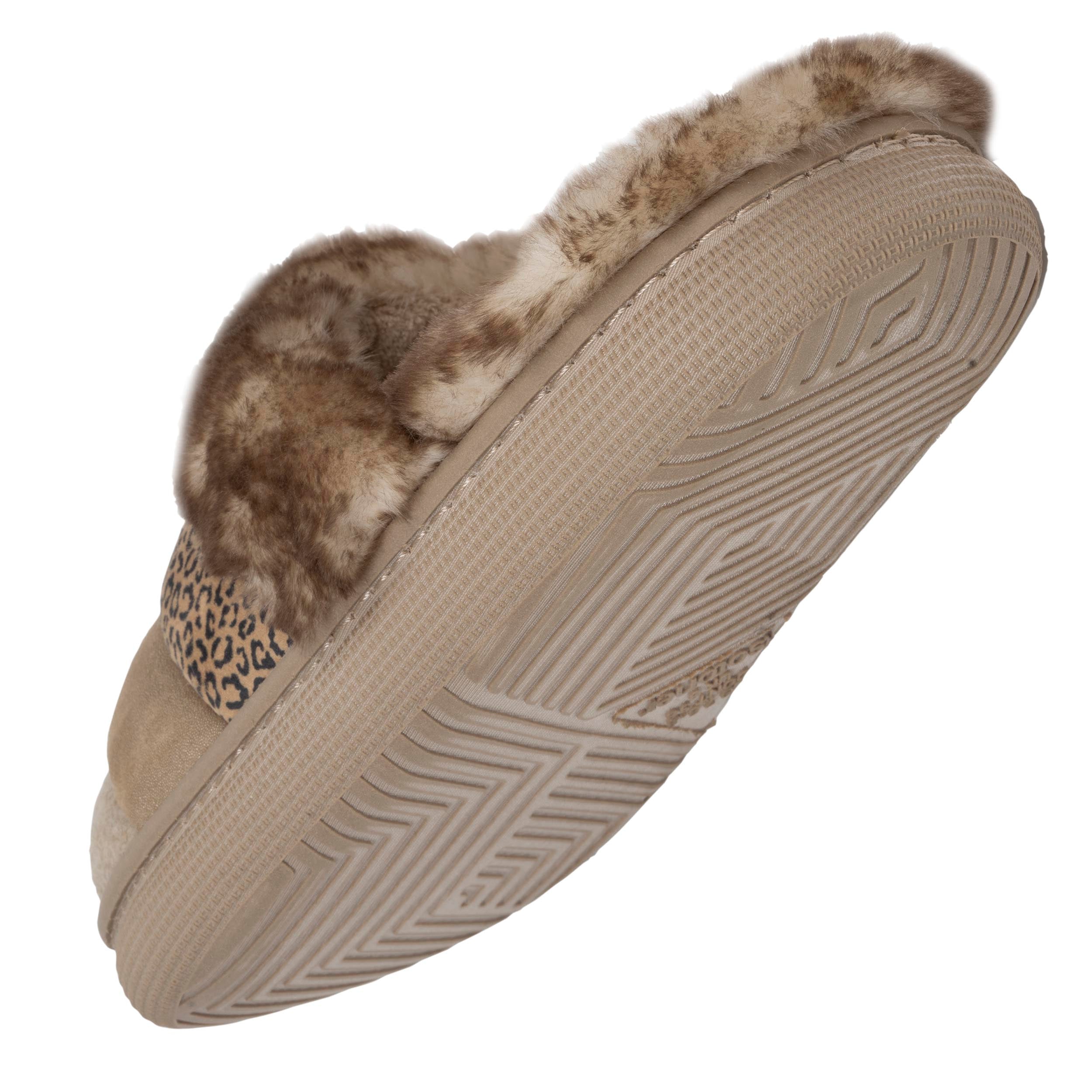 isotoner-chaussons-mules-femme-bloup-l-opard-beige-confort-nuage image 5