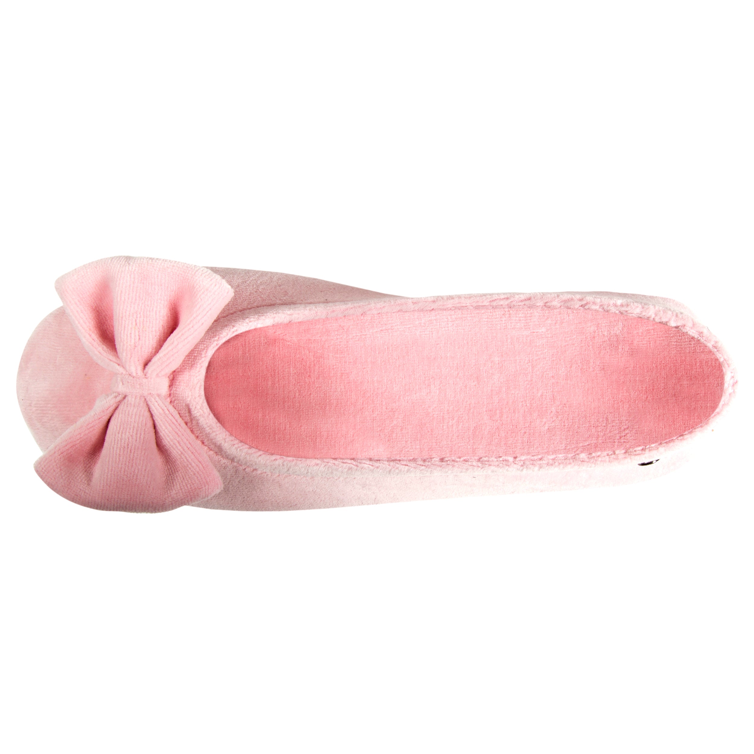 isotoner-chaussons-ballerines-femme-grand-n-ud-corail-velours-bio image 2