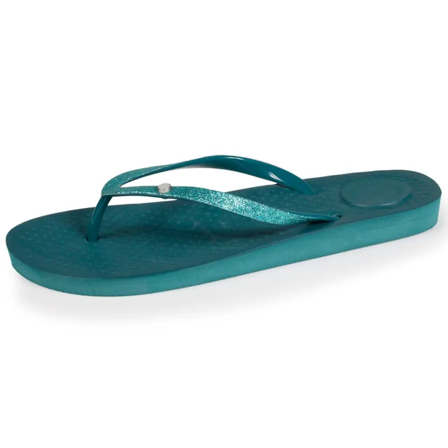isotoner-tongs-femme-unie-vert-canard-everywear-paillet-e image 1