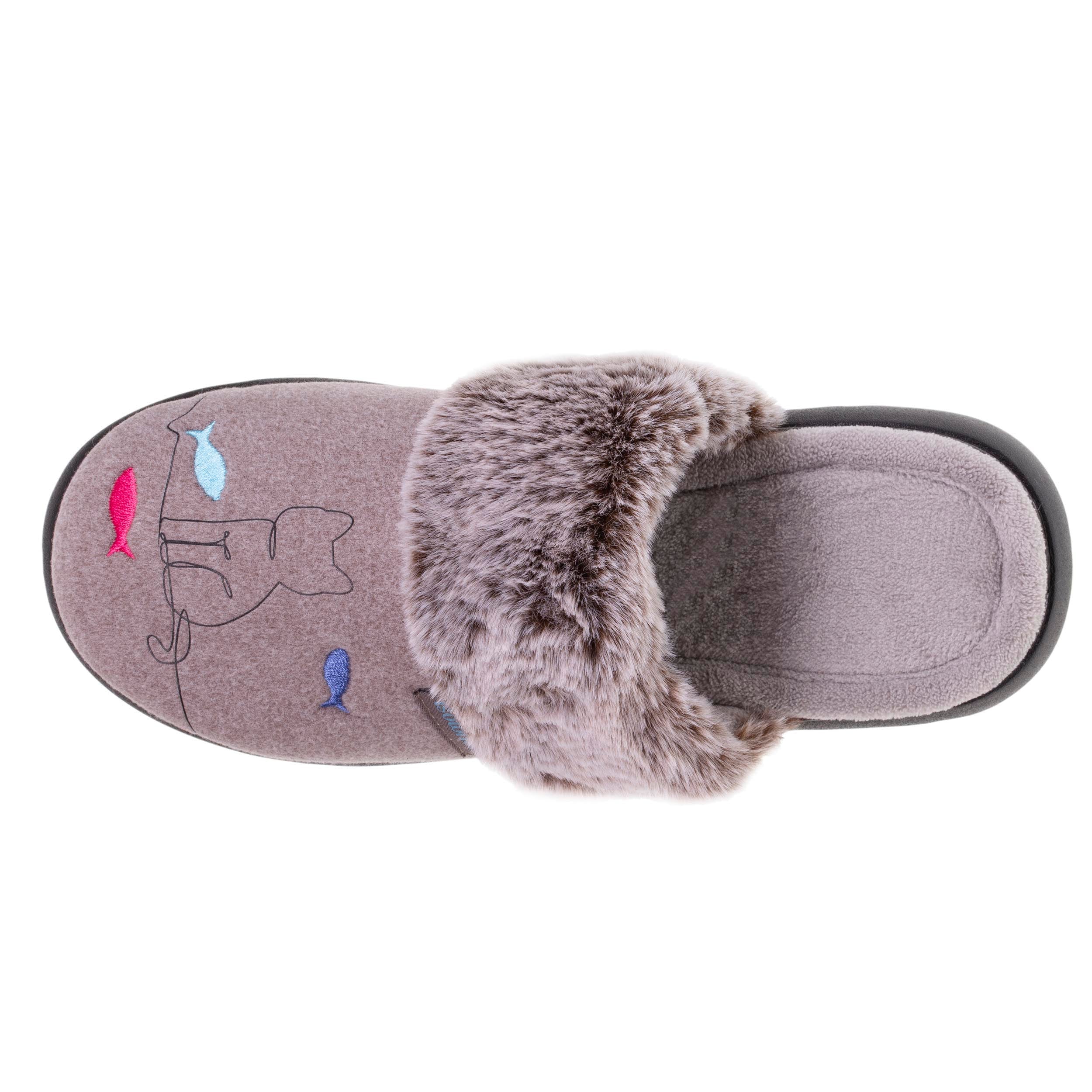 isotoner-chaussons-mules-femme-chat-taupe image 2