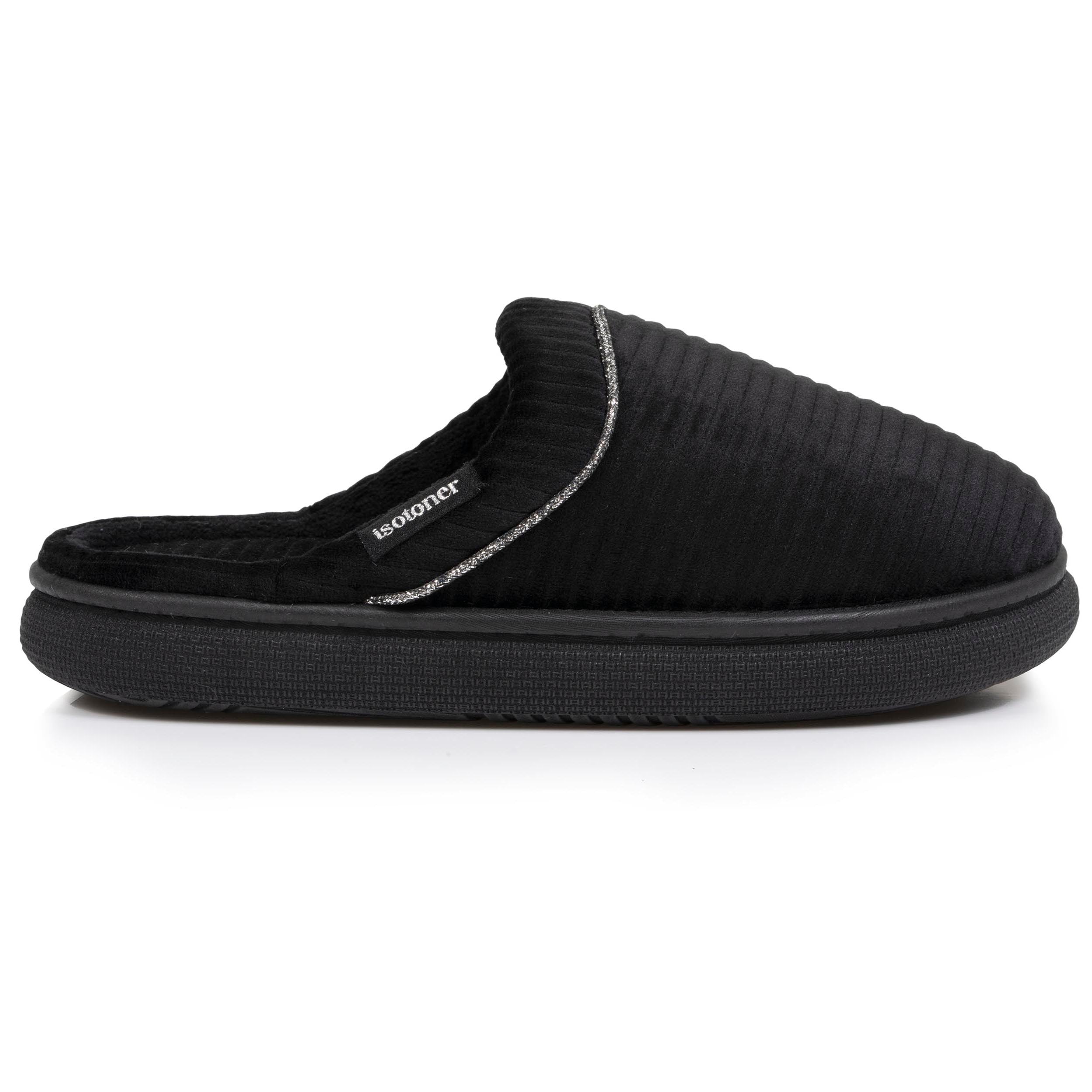 isotoner-chaussons-mules-femme-bloup-noir-semelle-rebondie image 8