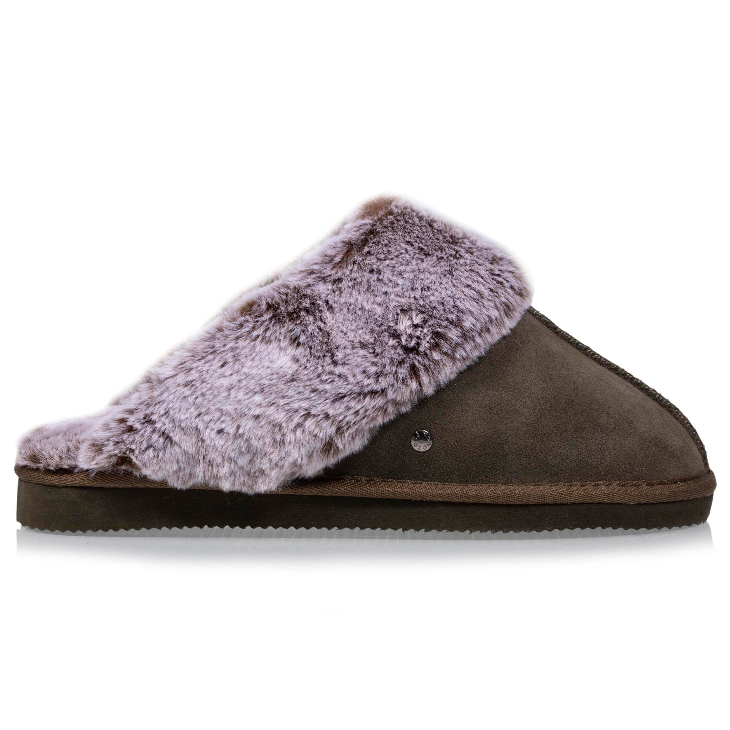 isotoner-chaussons-mules-en-cuir-femme-kaki image 8