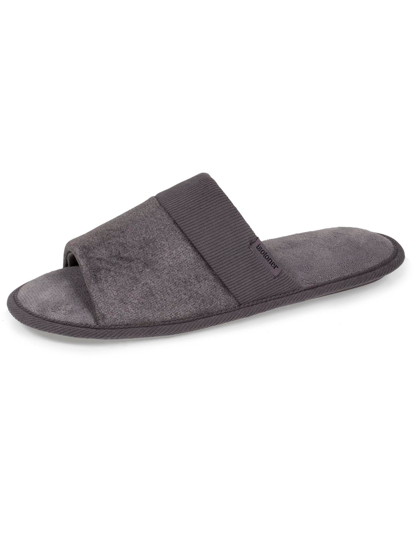 isotoner-chaussons-mules-ouvertes-homme-gris-microvelours image 6