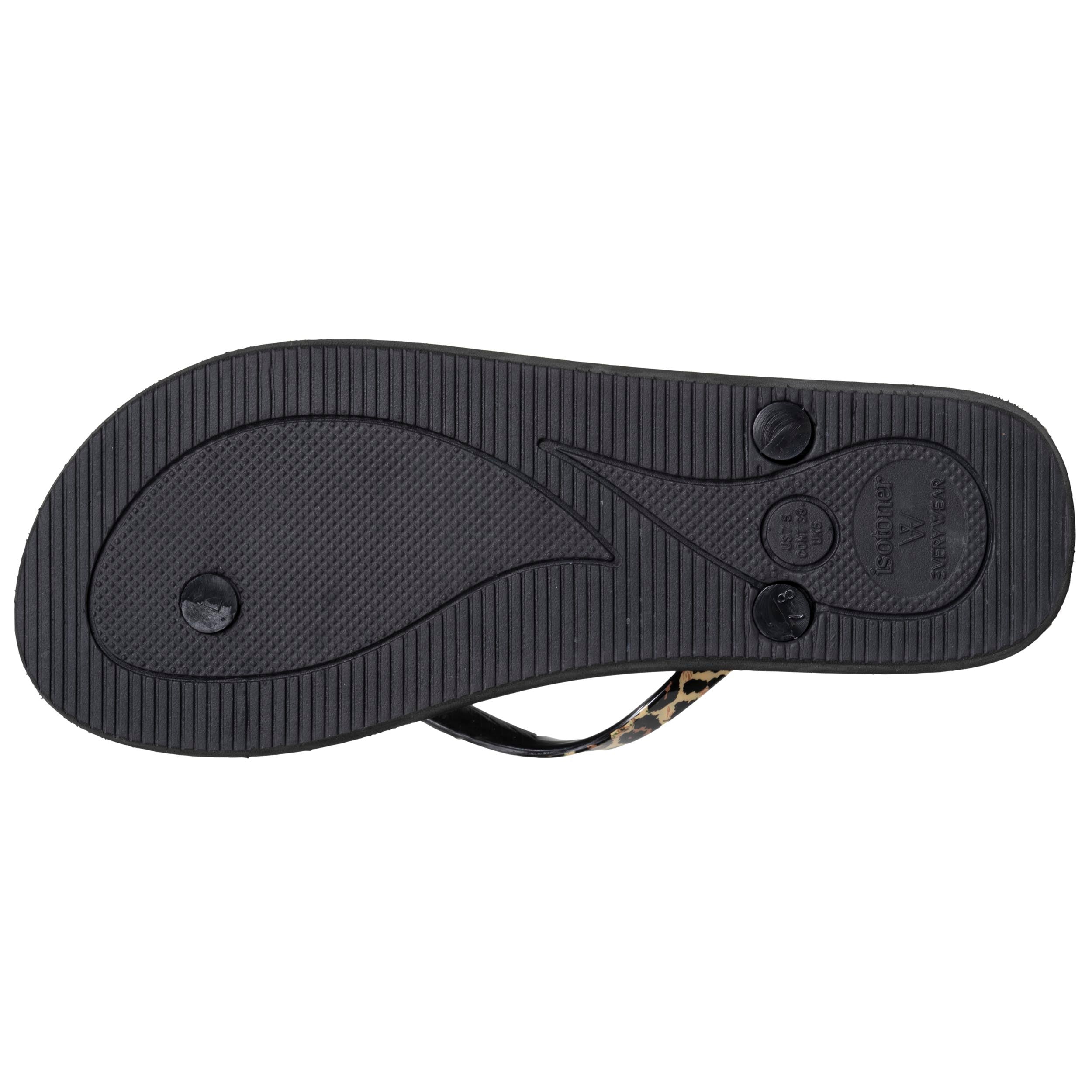isotoner-tongs-femme-everywear-tige-l-opard-noir image 4