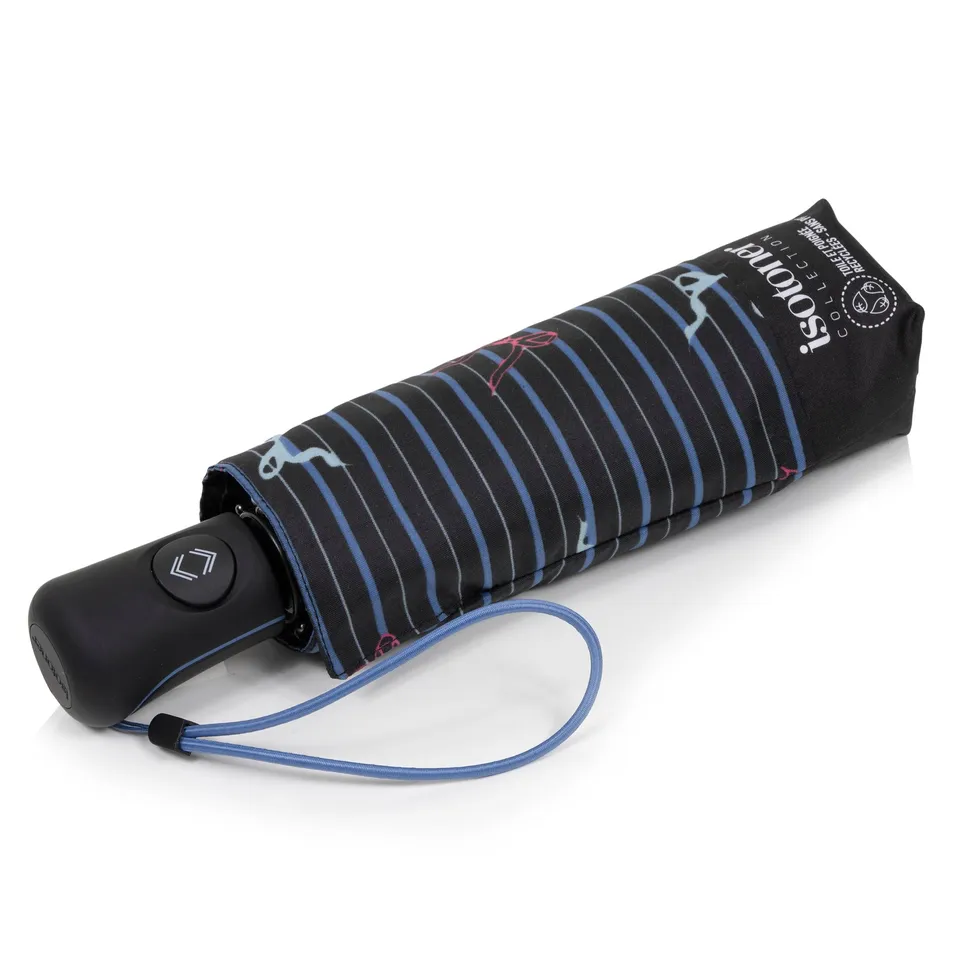 isotoner-parapluie-mini-auto-rayure-n-ud-bleu image 1