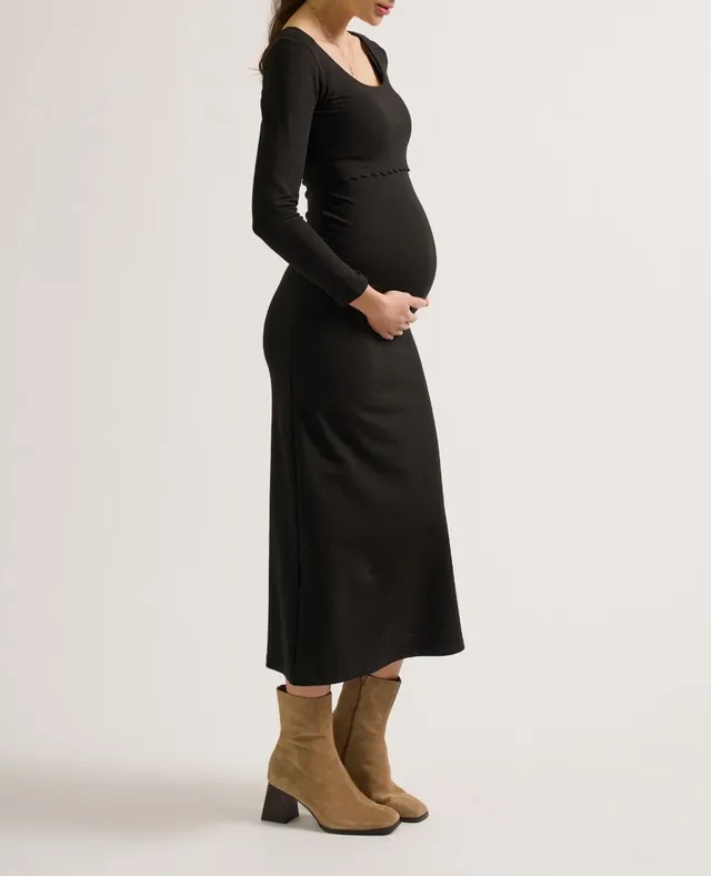 cache-c-ur-mathilde-robe-de-grossesse-et-d-allaitement-manches-longues-noir image 1