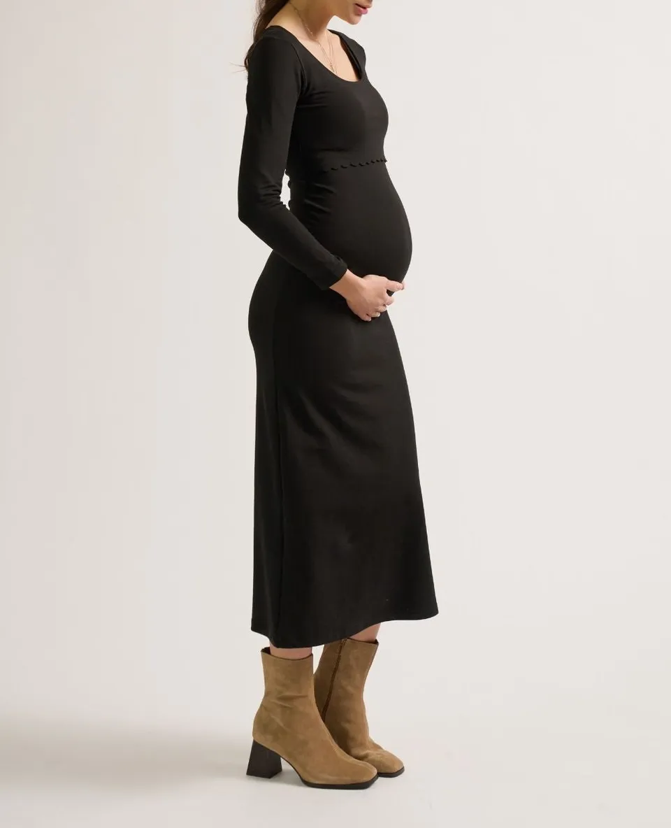 cache-c-ur-mathilde-robe-de-grossesse-et-d-allaitement-manches-longues-noir image 1