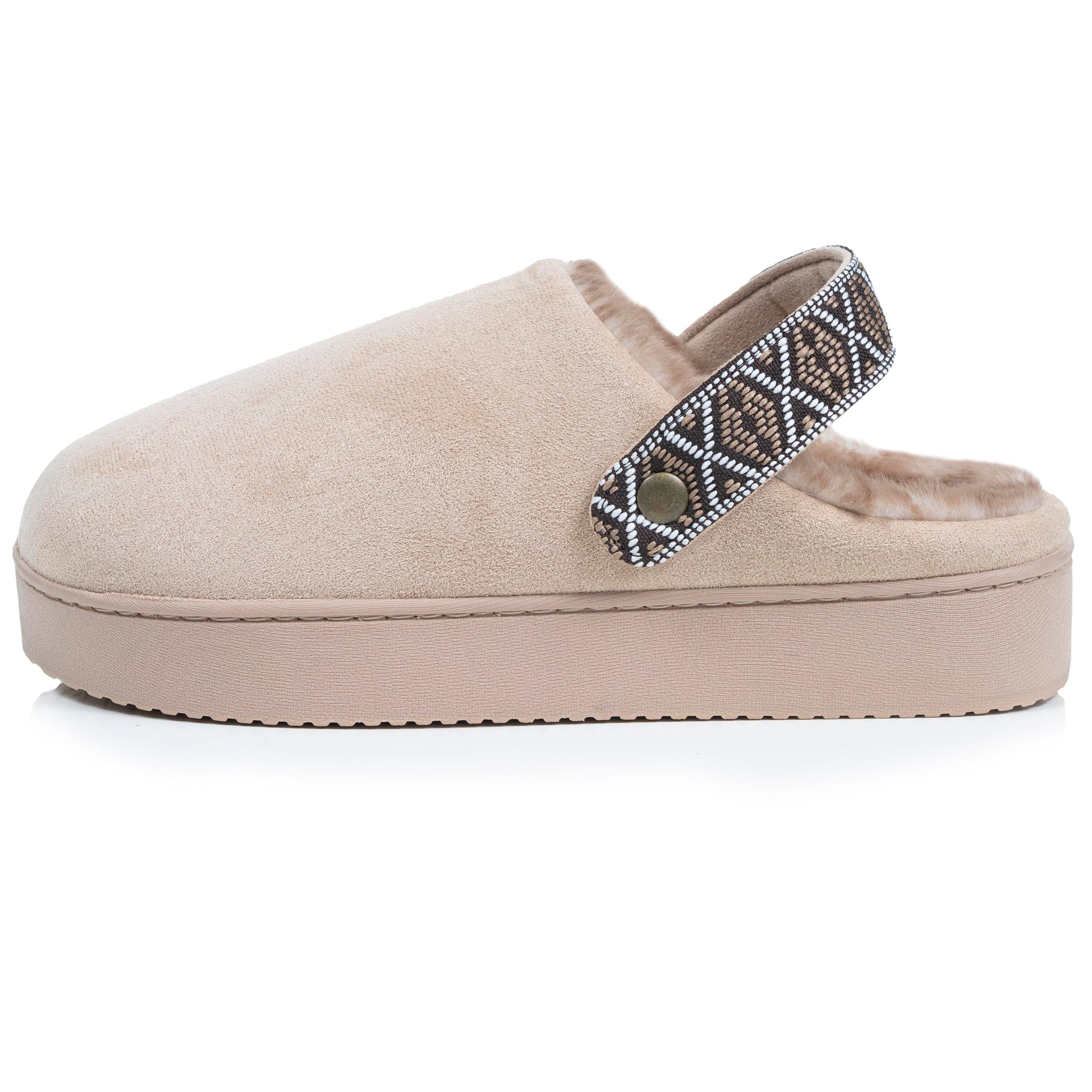isotoner-chaussons-mules-plateforme-femme-beige-3-5-cm-su-dine image 4