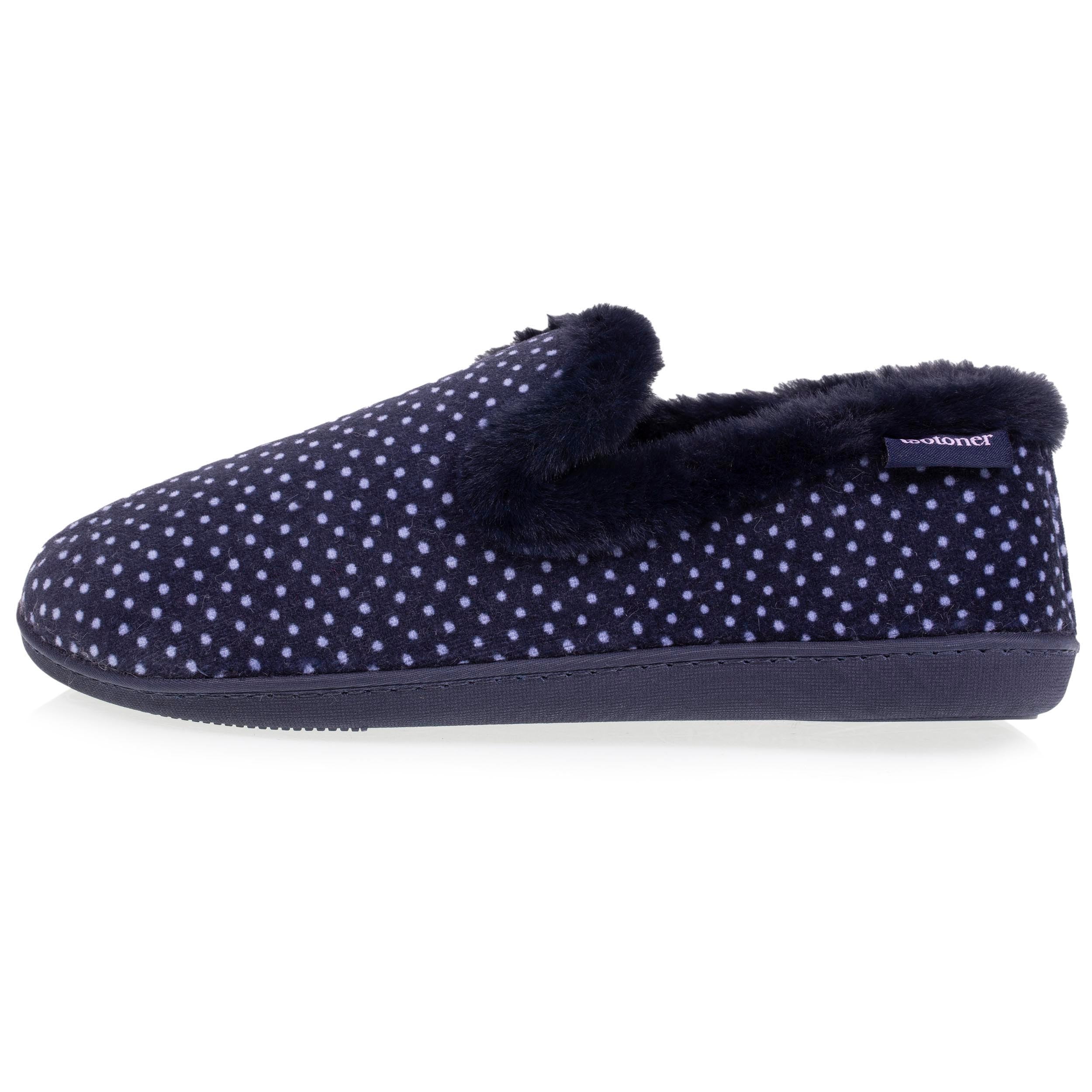 isotoner-chaussons-charentaises-femme-pois-marine-velours image 3