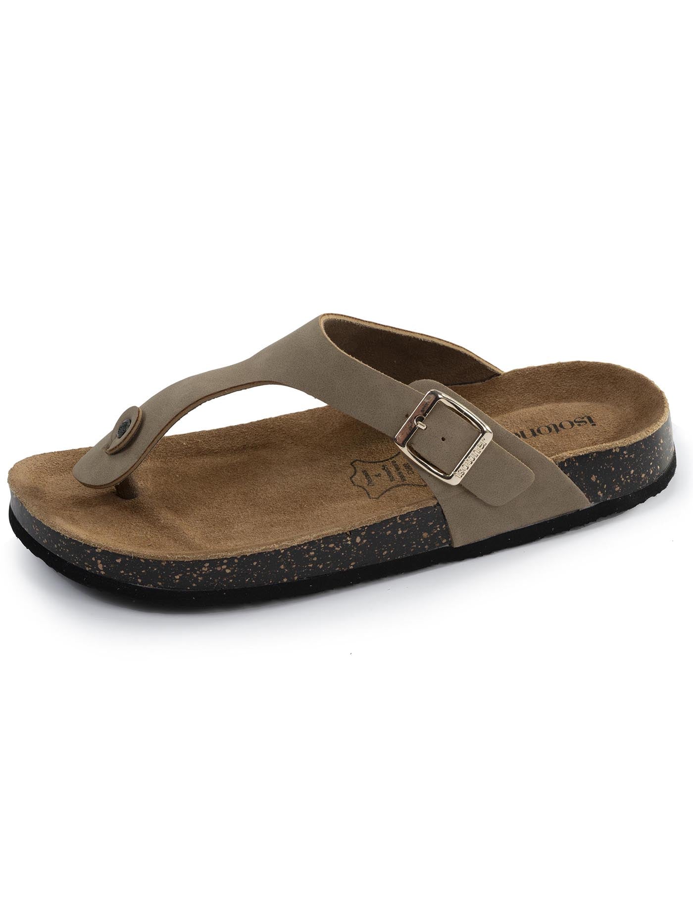 isotoner-sandales-tongs-femme-bride-taupe-cuir image 6