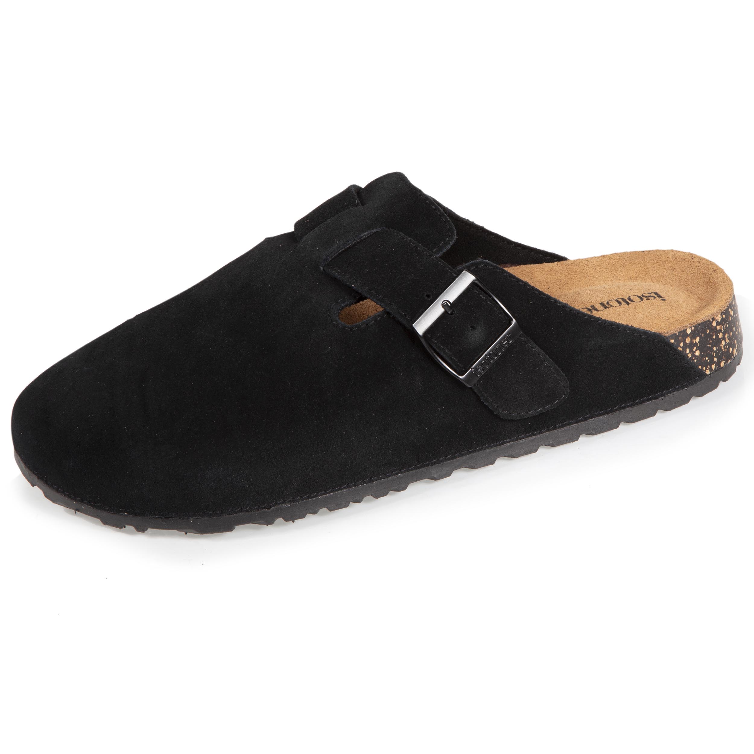 isotoner-mules-sabots-homme-cuir-noir-effet-li-ge image 1