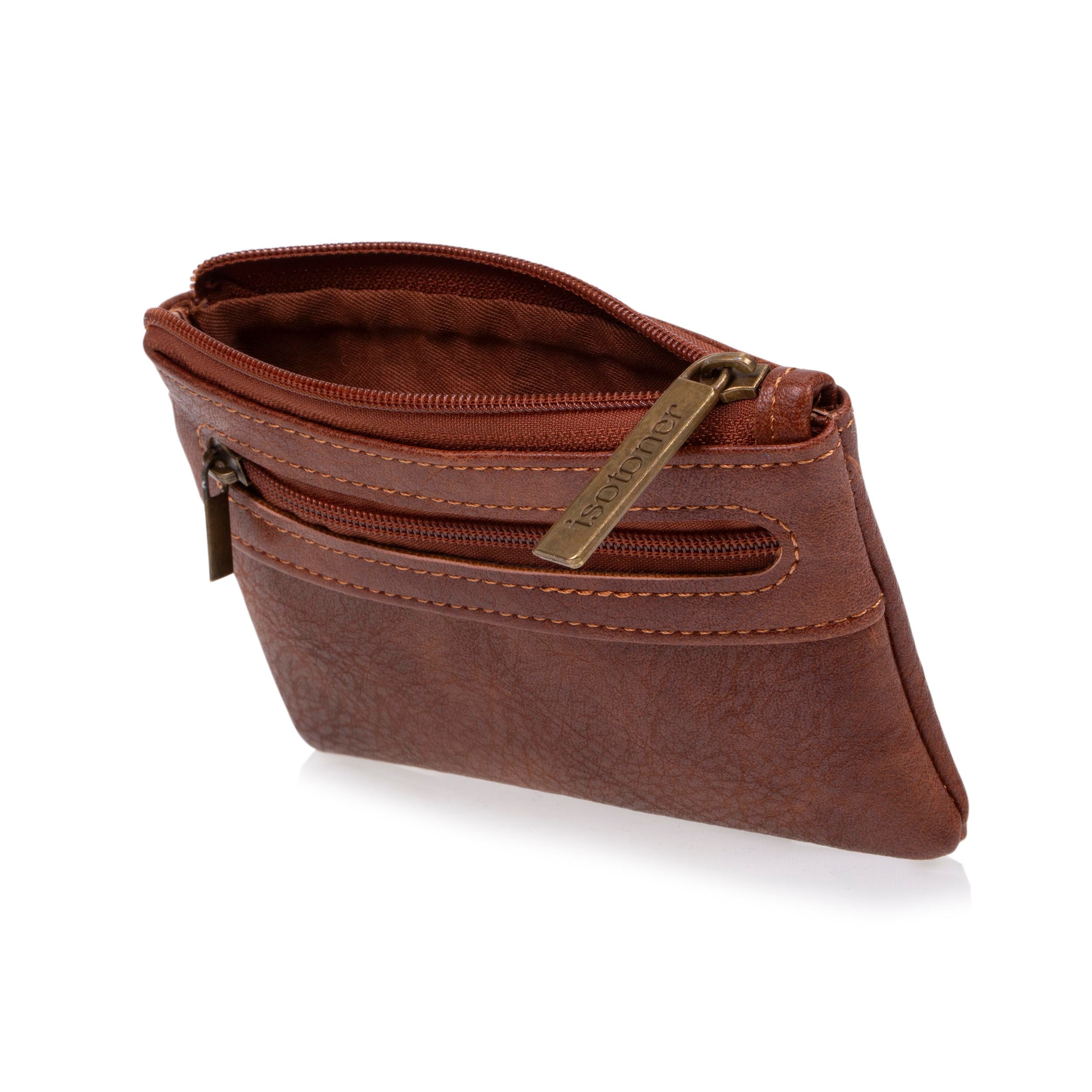 isotoner-porte-monnaie-homme-zipp-camel-rfid-vintage-compact image 2