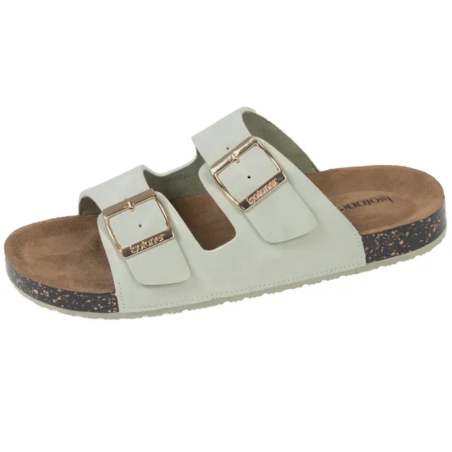 isotoner-mules-sandales-femme-double-bride-vert-d-eau image 1