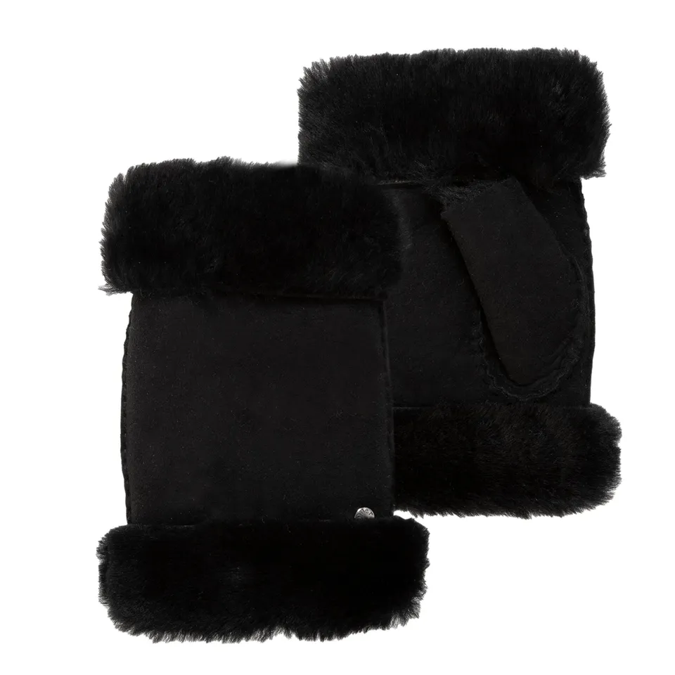 isotoner-mitaines-femme-cuir-chaud-noir-mouton-retourn image 1