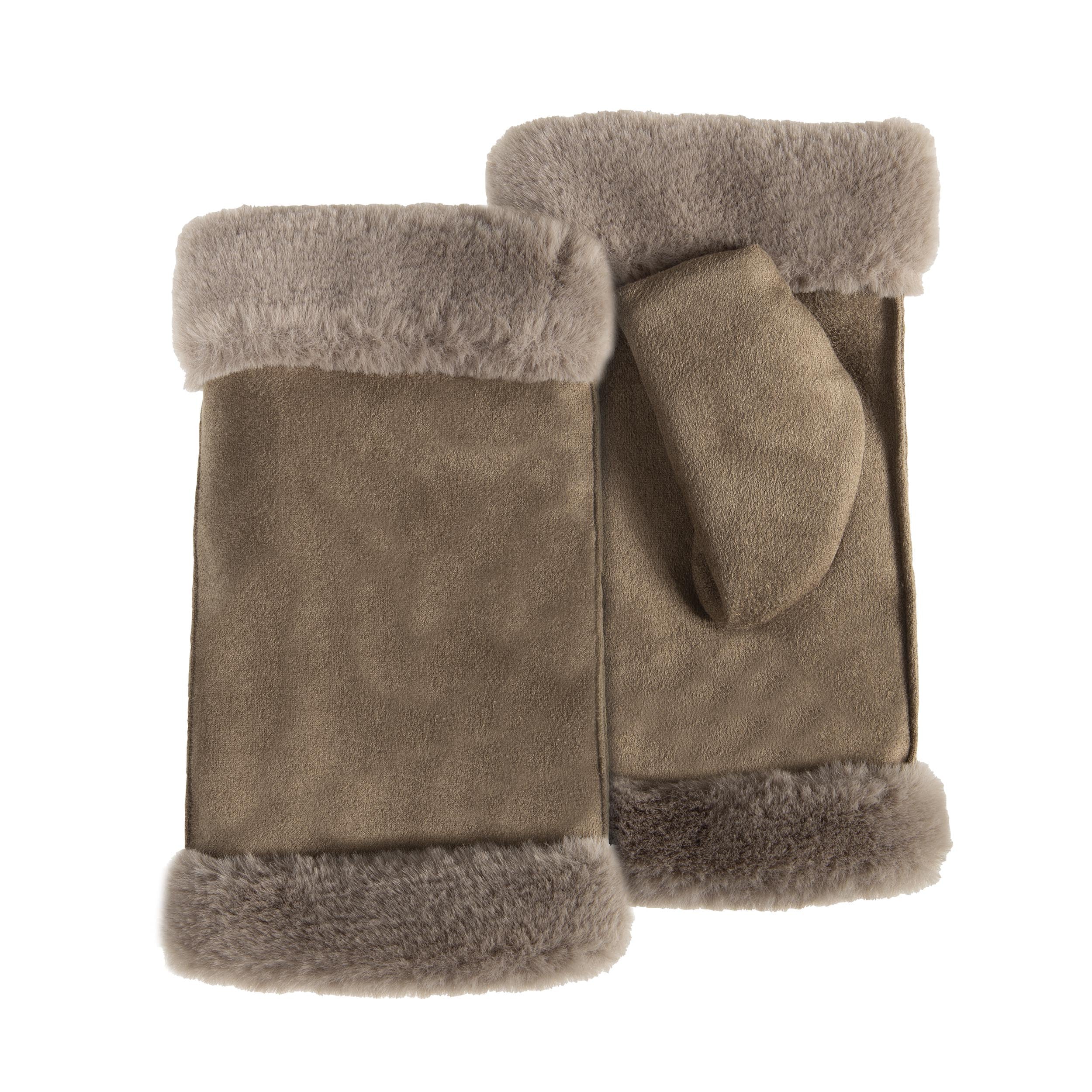 isotoner-mitaines-femme-su-dine-olive-fourrure image 1