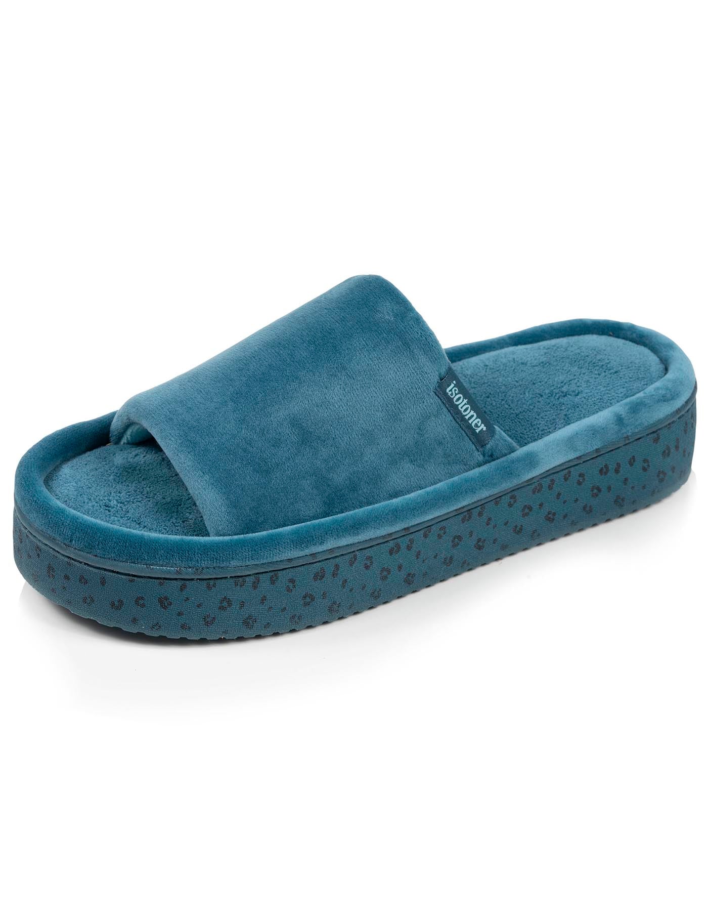 isotoner-chaussons-sandales-plateforme-femme-bleu-canard-3-5-cm image 6