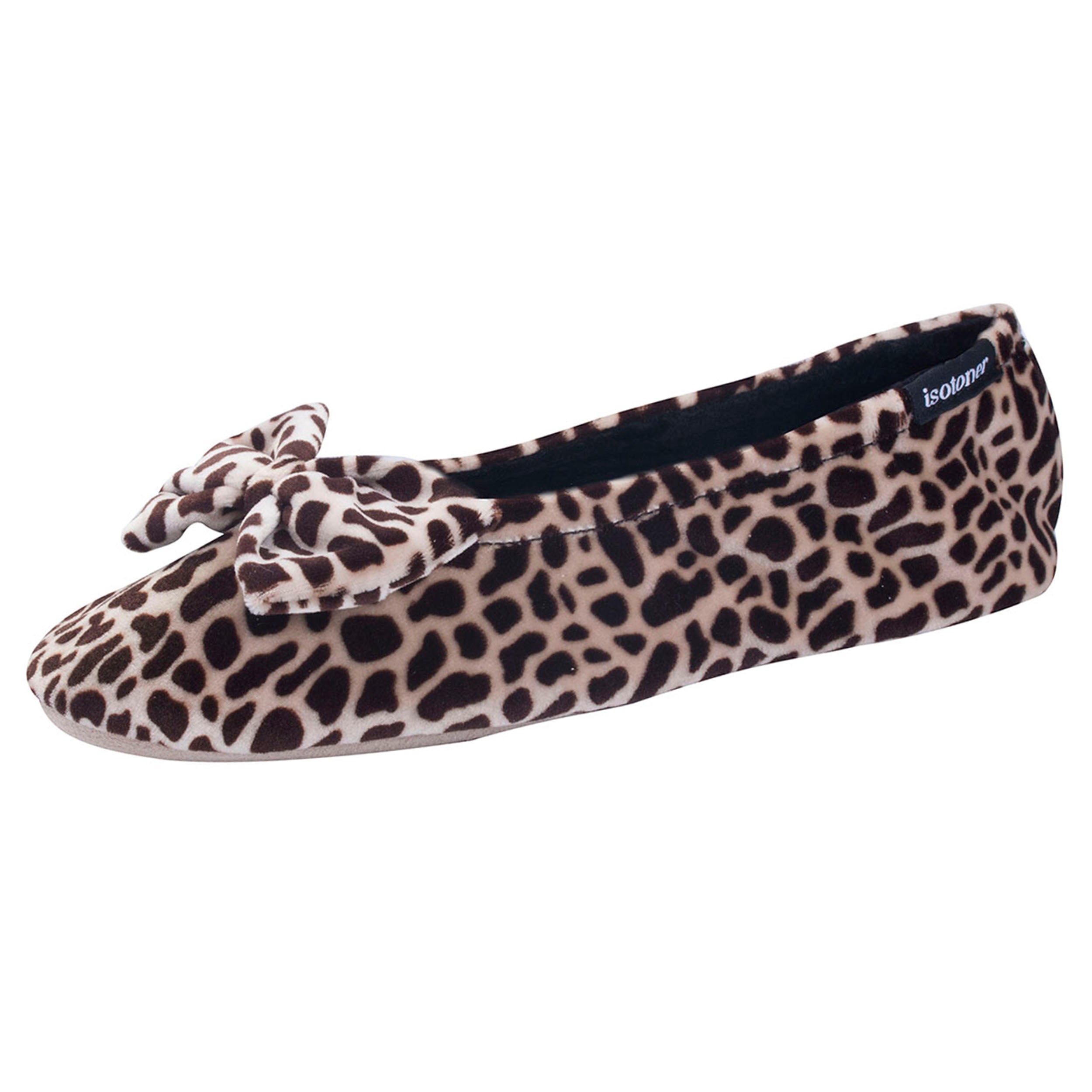 isotoner-chaussons-ballerines-femme-n-ud-girafe image 1
