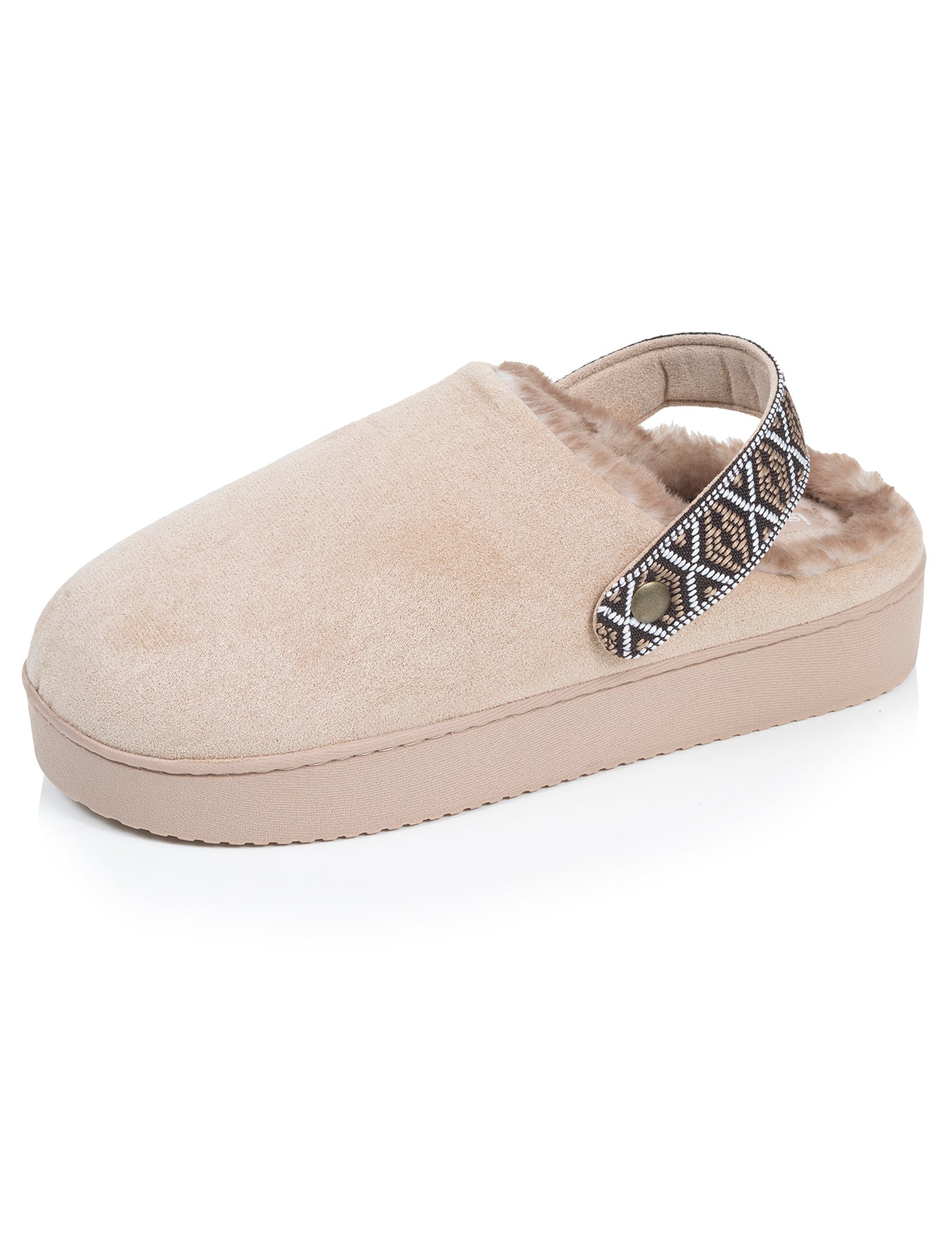 isotoner-chaussons-mules-plateforme-femme-beige-3-5-cm-su-dine image 6