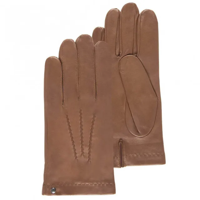 isotoner-gants-homme-cuir-d-agneau-soie-caramel image 1