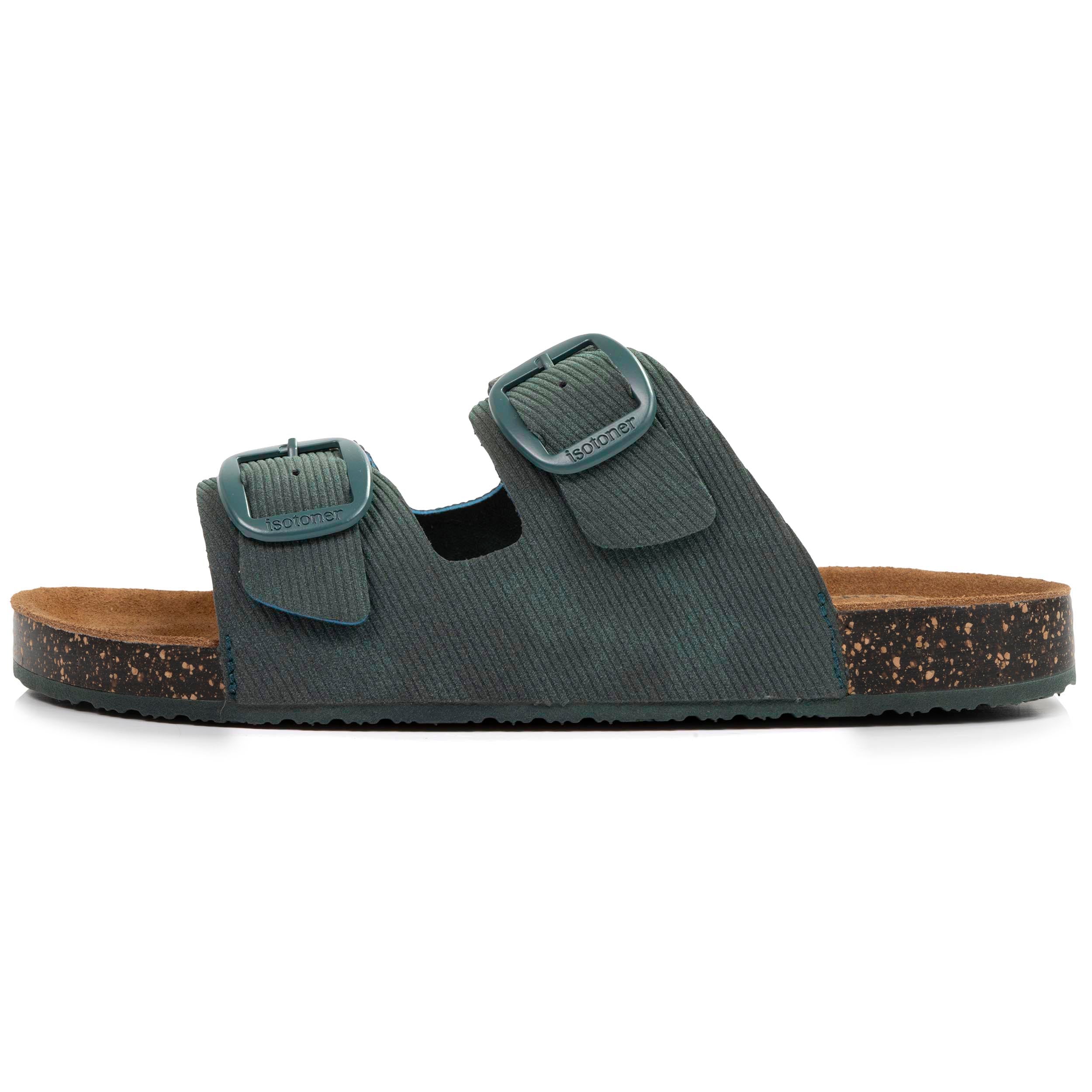 isotoner-mules-sandales-femme-double-bride-bleu-canard image 4