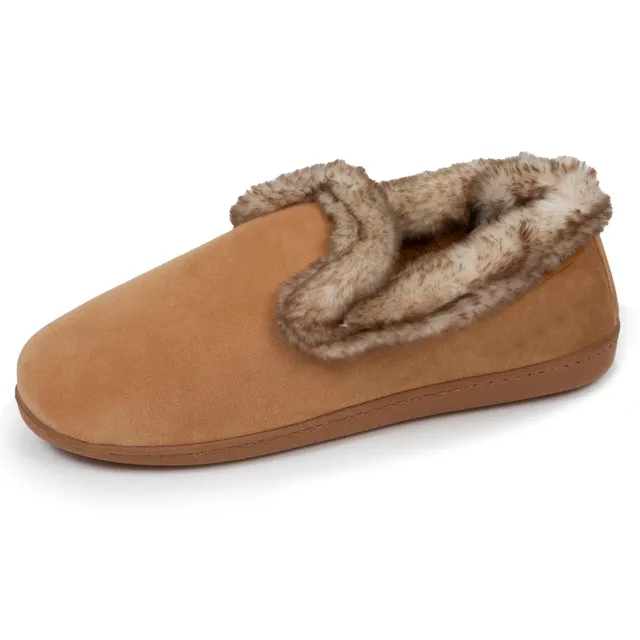 isotoner-chaussons-charentaises-femme-taupe-fourrure image 1