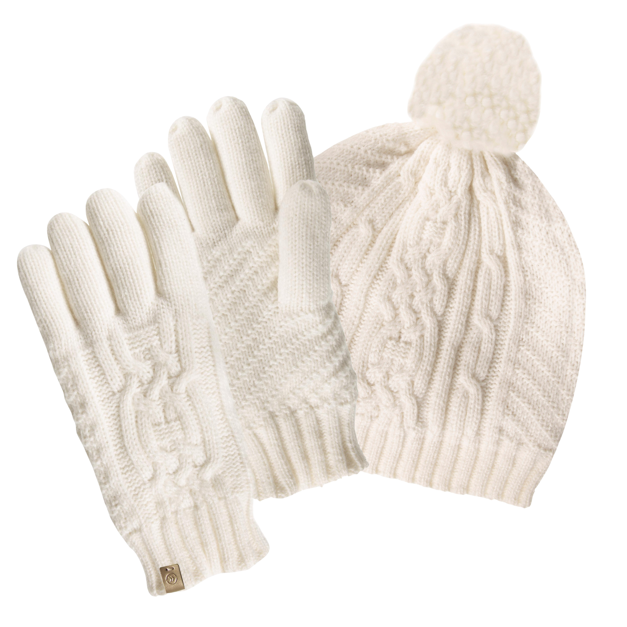 isotoner-gants-femme-maille-d-aran-blanc-doubl-s-polaire image 2