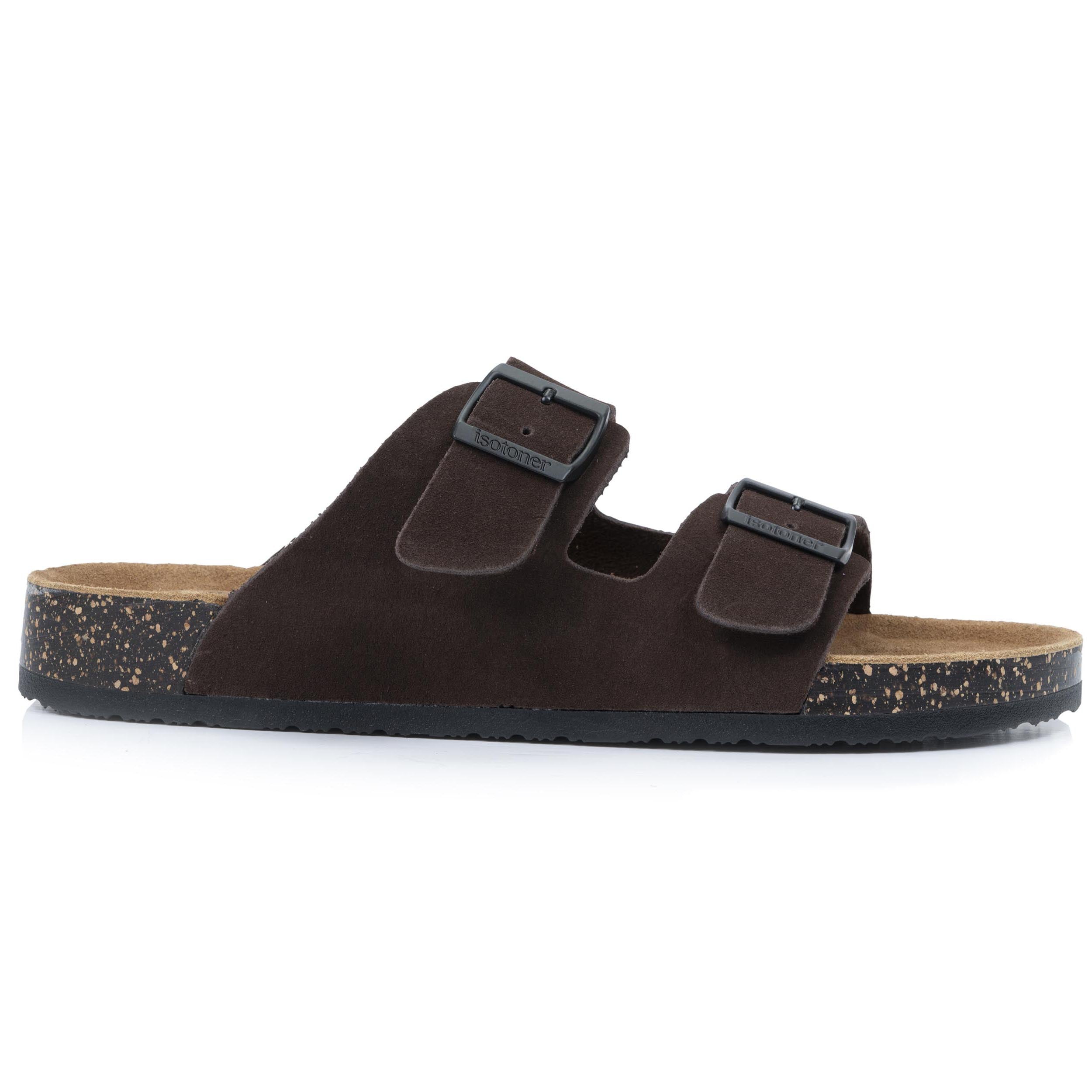 isotoner-mules-sandales-homme-double-bride-cuir-marron image 8