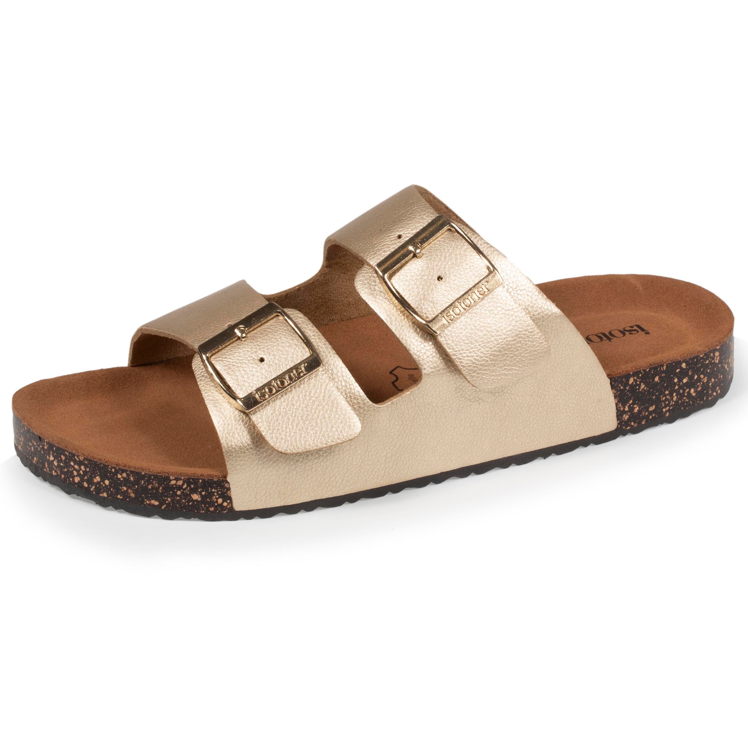 isotoner-mules-sandales-femme-double-bride-dor image 1